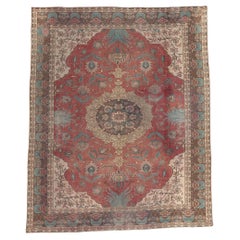 Distressed Vintage Persian Tabriz Rug, Craftsman Style Meets Rustic Elegance