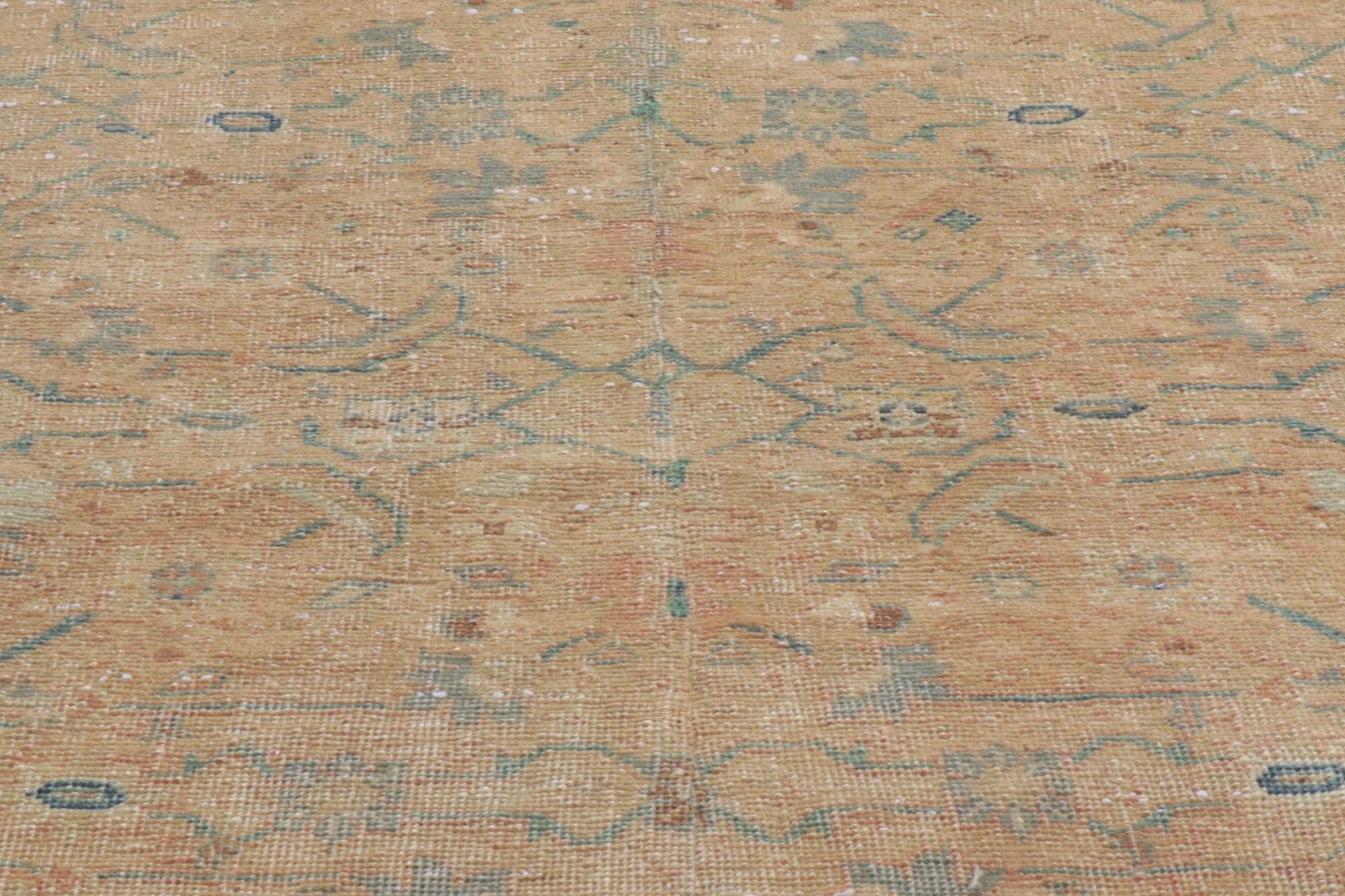Wool Distressed Vintage Persian Tabriz Rug, Nostalgic Charm Meets Relaxed Refinement For Sale