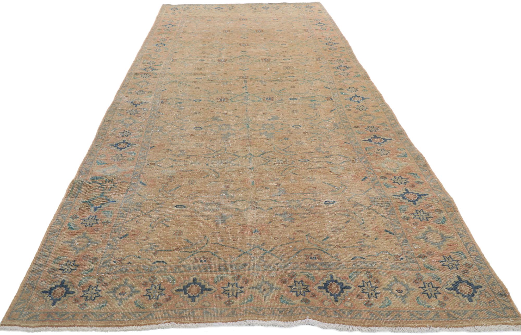 Hand-Knotted Distressed Vintage Persian Tabriz Rug, Nostalgic Charm Meets Relaxed Refinement For Sale