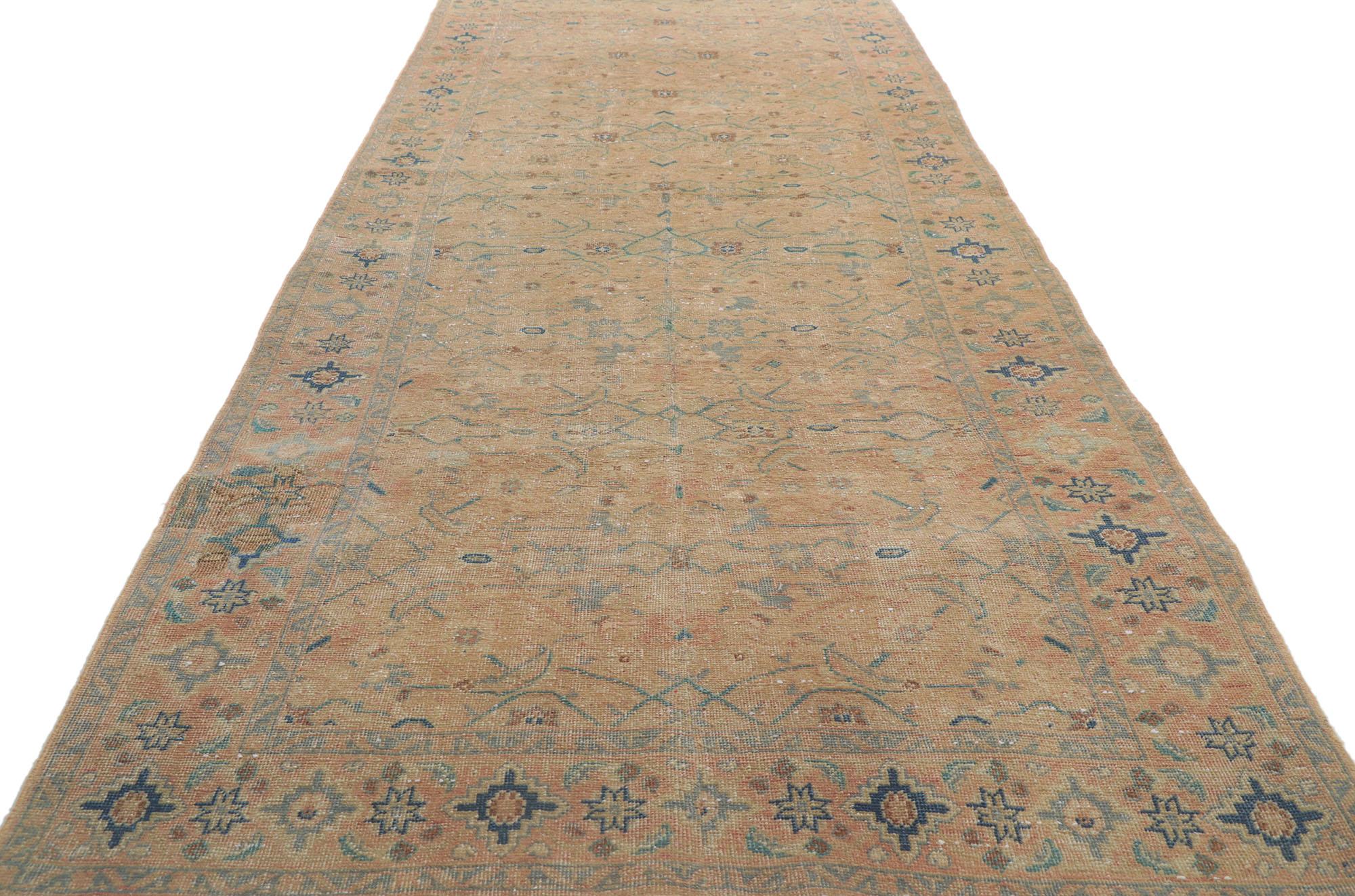 Distressed Vintage Persian Tabriz Rug, Nostalgic Charm Meets Relaxed Refinement In Distressed Condition For Sale In Dallas, TX