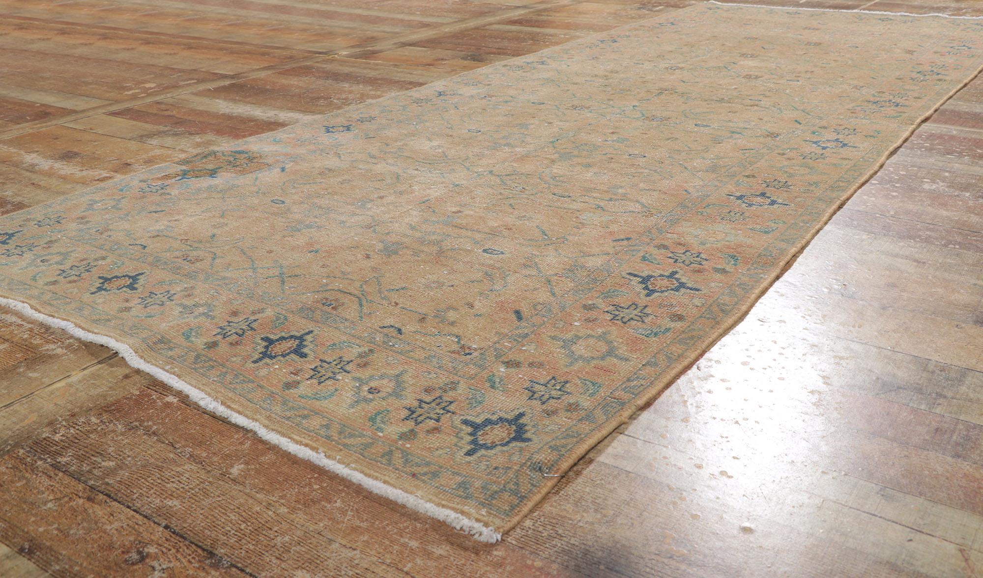 Distressed Vintage Persian Tabriz Rug, Nostalgic Charm Meets Relaxed Refinement For Sale 3