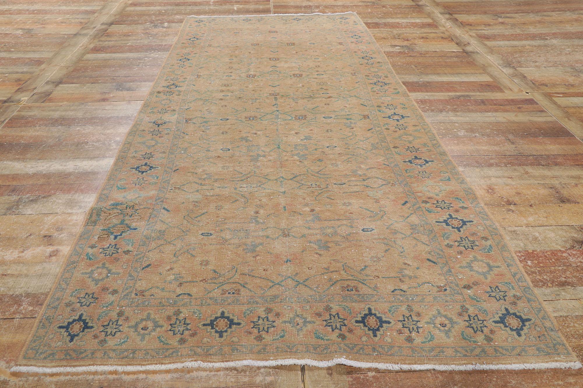 Distressed Vintage Persian Tabriz Rug, Nostalgic Charm Meets Relaxed Refinement For Sale 4