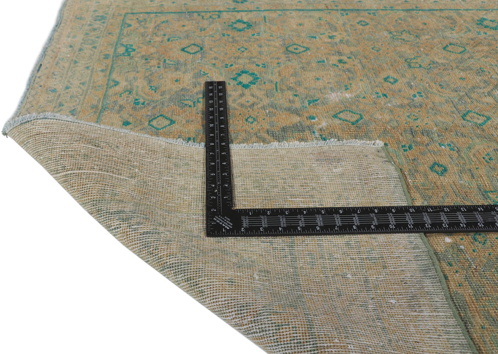 20th Century Distressed Vintage Persian Tabriz Runner with Herati Pattern For Sale