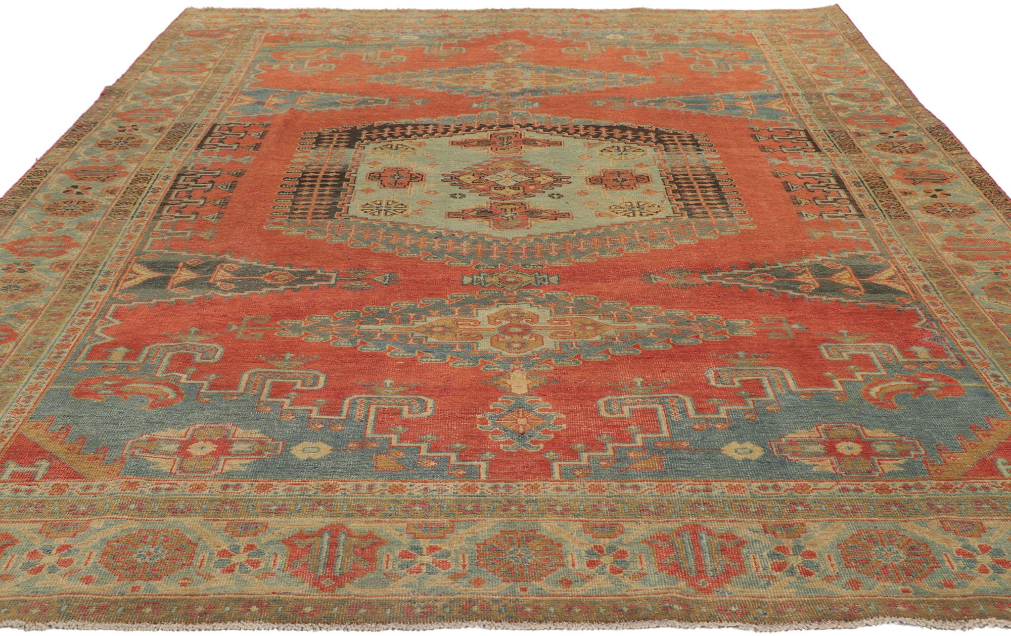 Hand-Knotted Vintage Persian Viss Rug, Tribal Enchantment Meets Rustic Finesse For Sale
