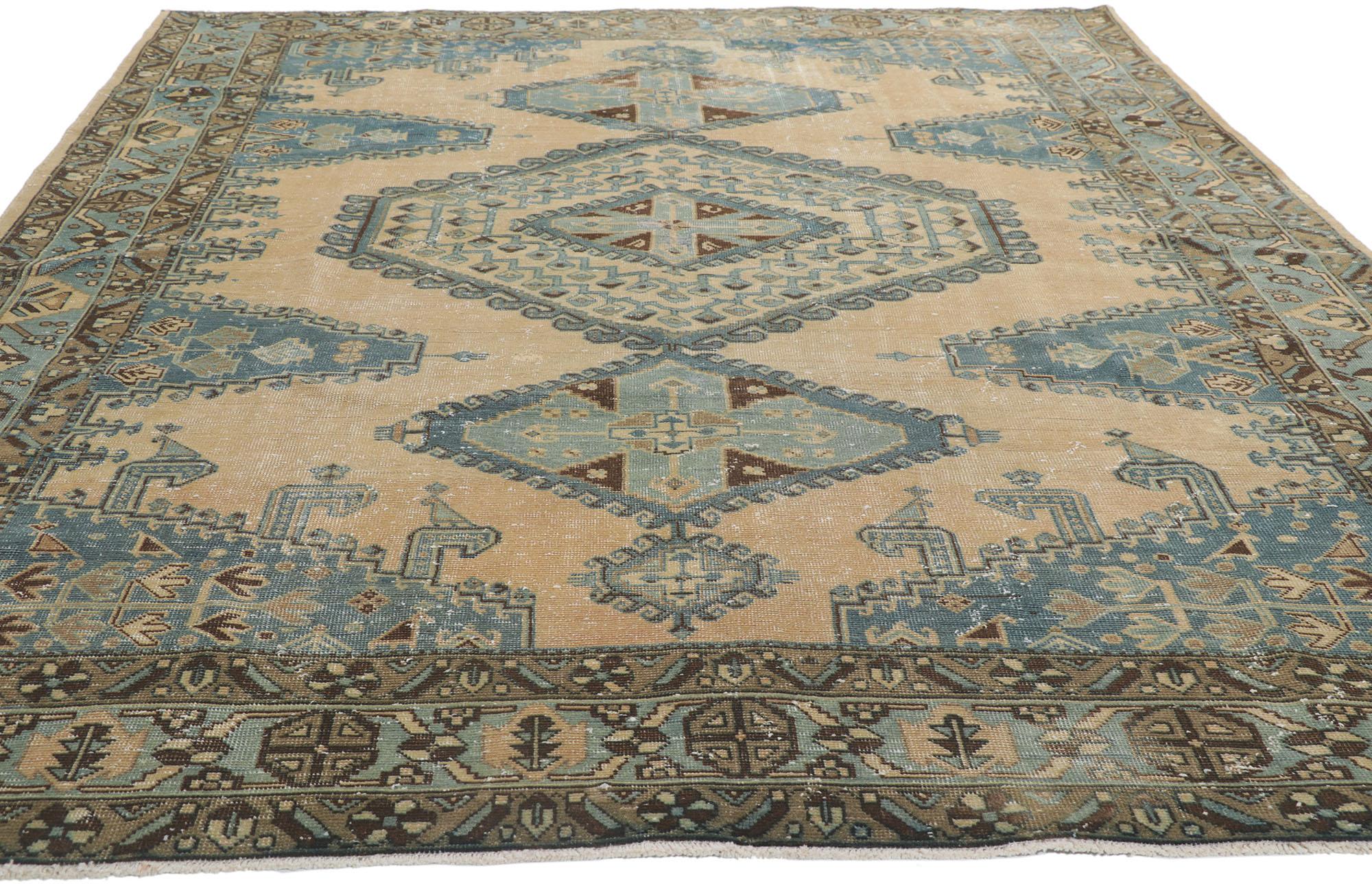 Tribal Vintage-Worn Persian Viss Rug, Relaxed Refinement Meets Nomadic Enchantment For Sale