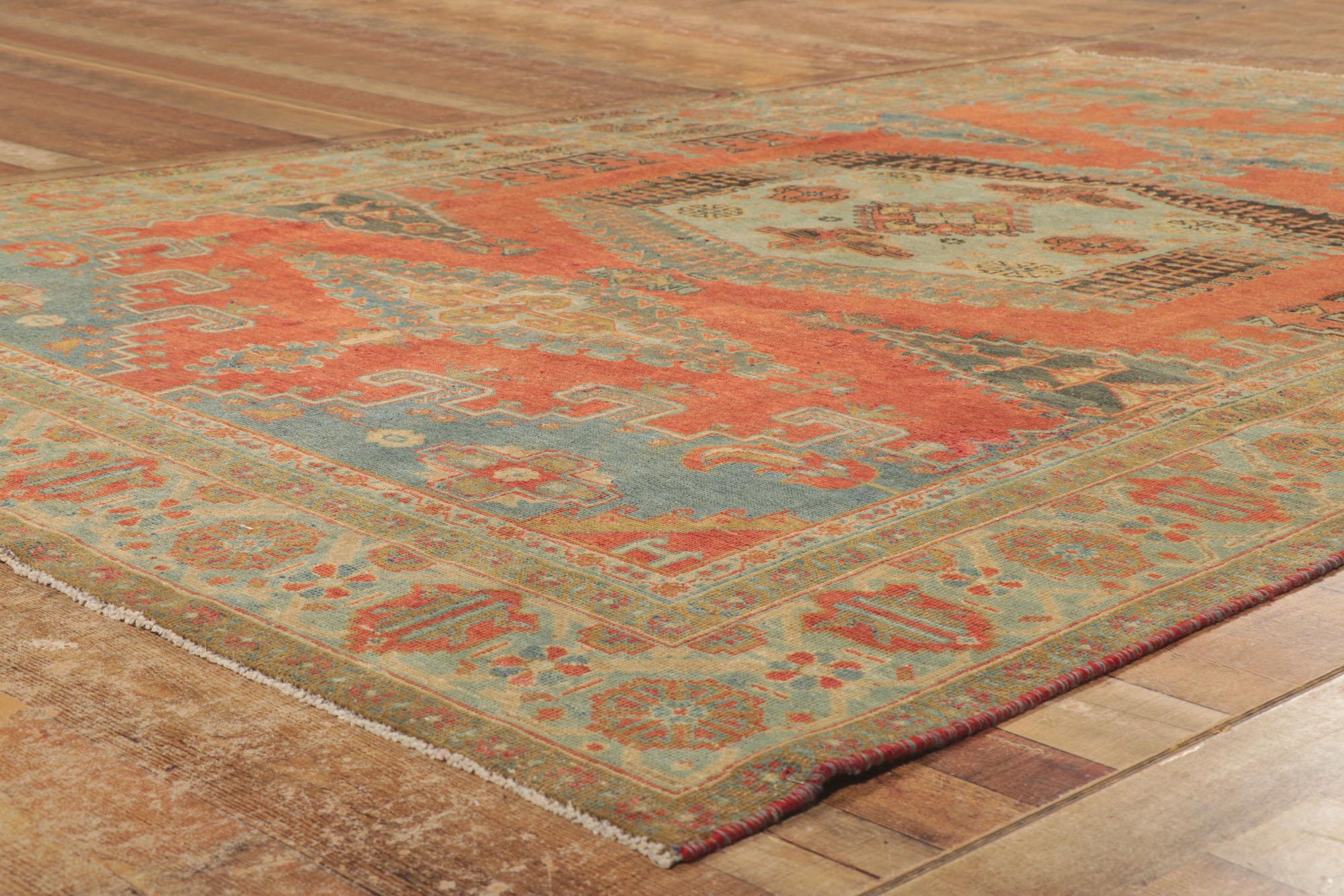 Wool Vintage Persian Viss Rug, Tribal Enchantment Meets Rustic Finesse For Sale