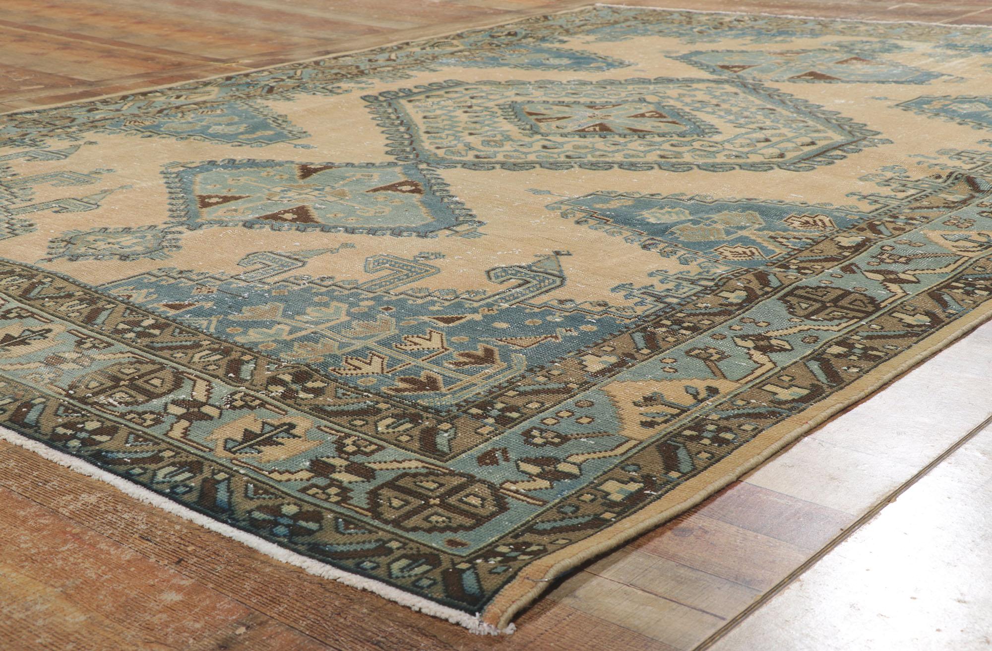 Vintage-Worn Persian Viss Rug, Relaxed Refinement Meets Nomadic Enchantment For Sale 1