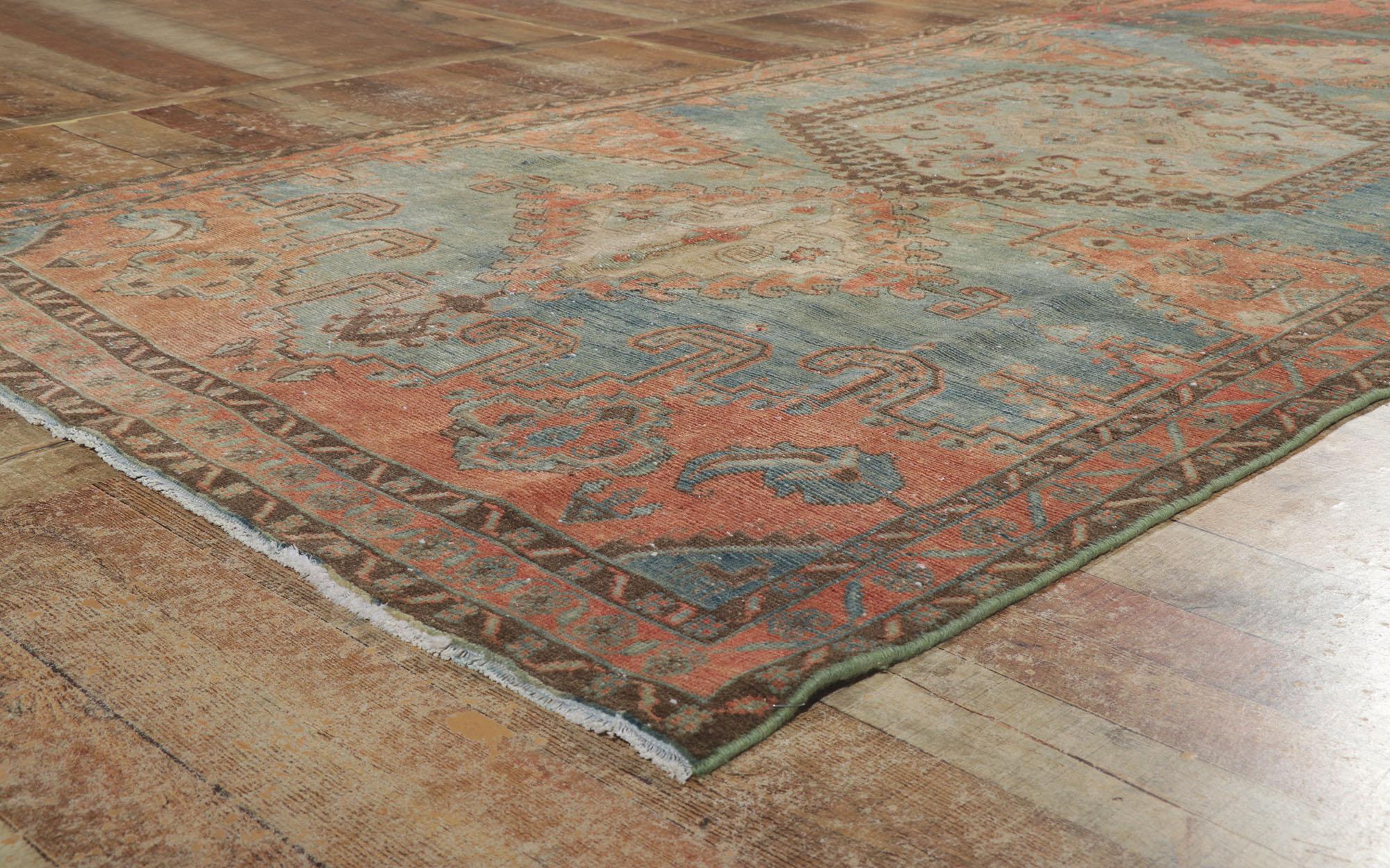 Distressed Vintage Persian Viss Rug, Rustic Finesse Meets Tribal Enchantment For Sale 1