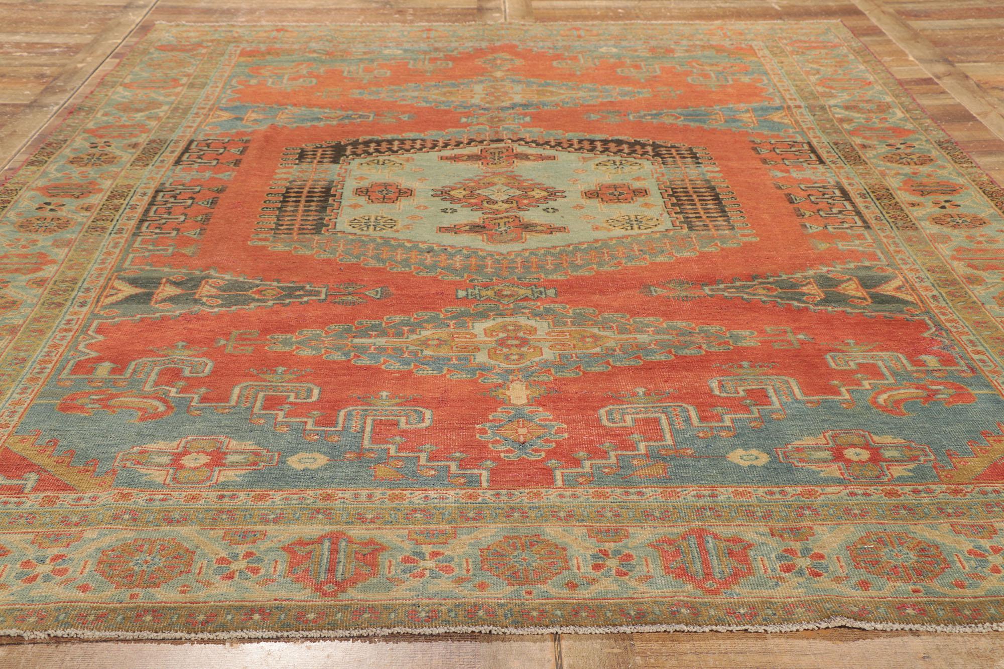 Vintage Persian Viss Rug, Tribal Enchantment Meets Rustic Finesse For Sale 1