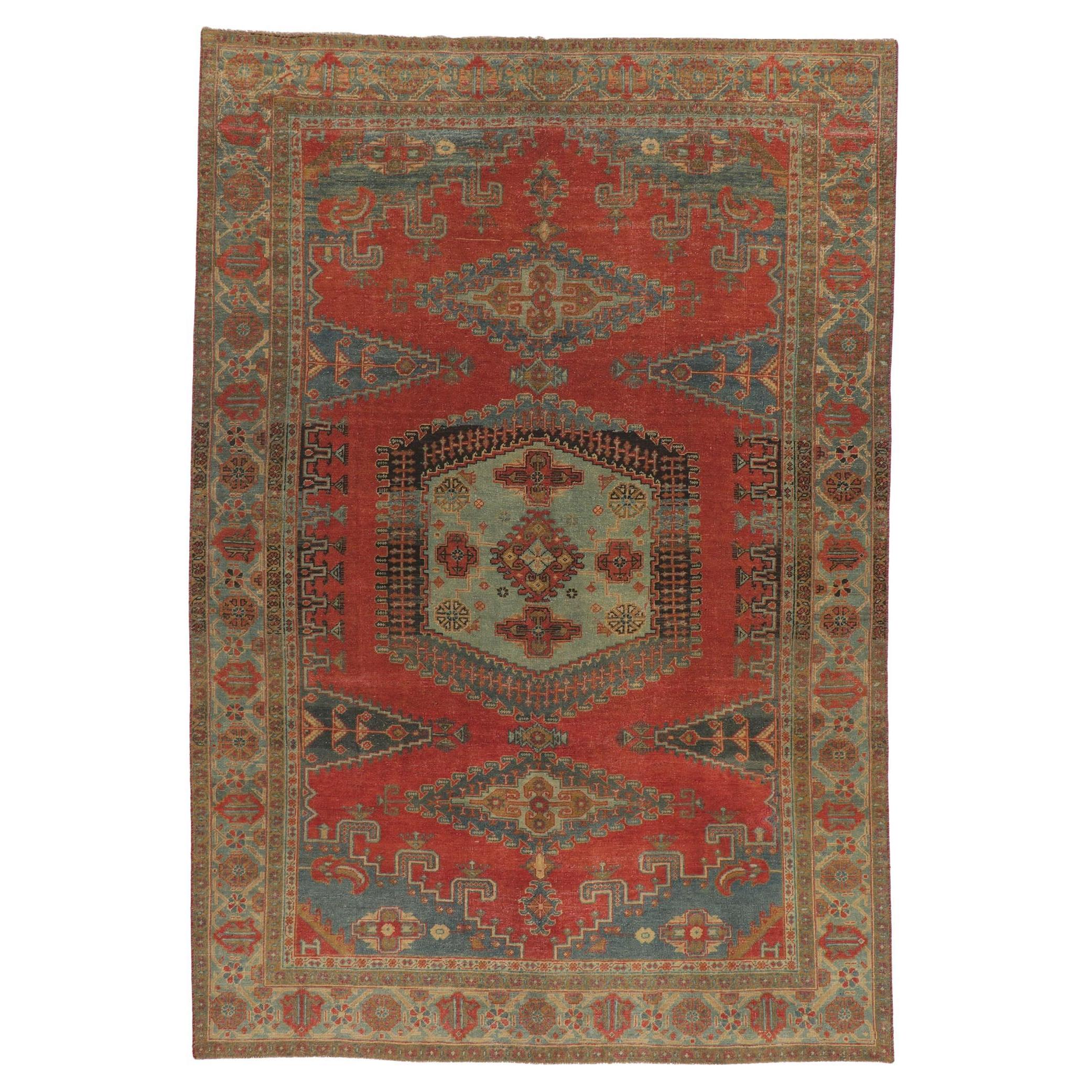 Persischer Viss-Teppich im Vintage-Stil, Stammeszauber trifft auf rustikale Finesse