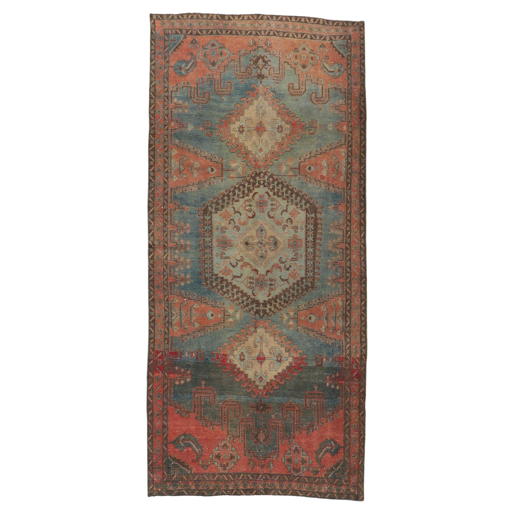 Distressed Vintage Persian Viss Rug, Rustic Finesse Meets Tribal Enchantment For Sale
