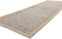 Distressed Vintage Soft Blue Persian Malayer Carpet Runner