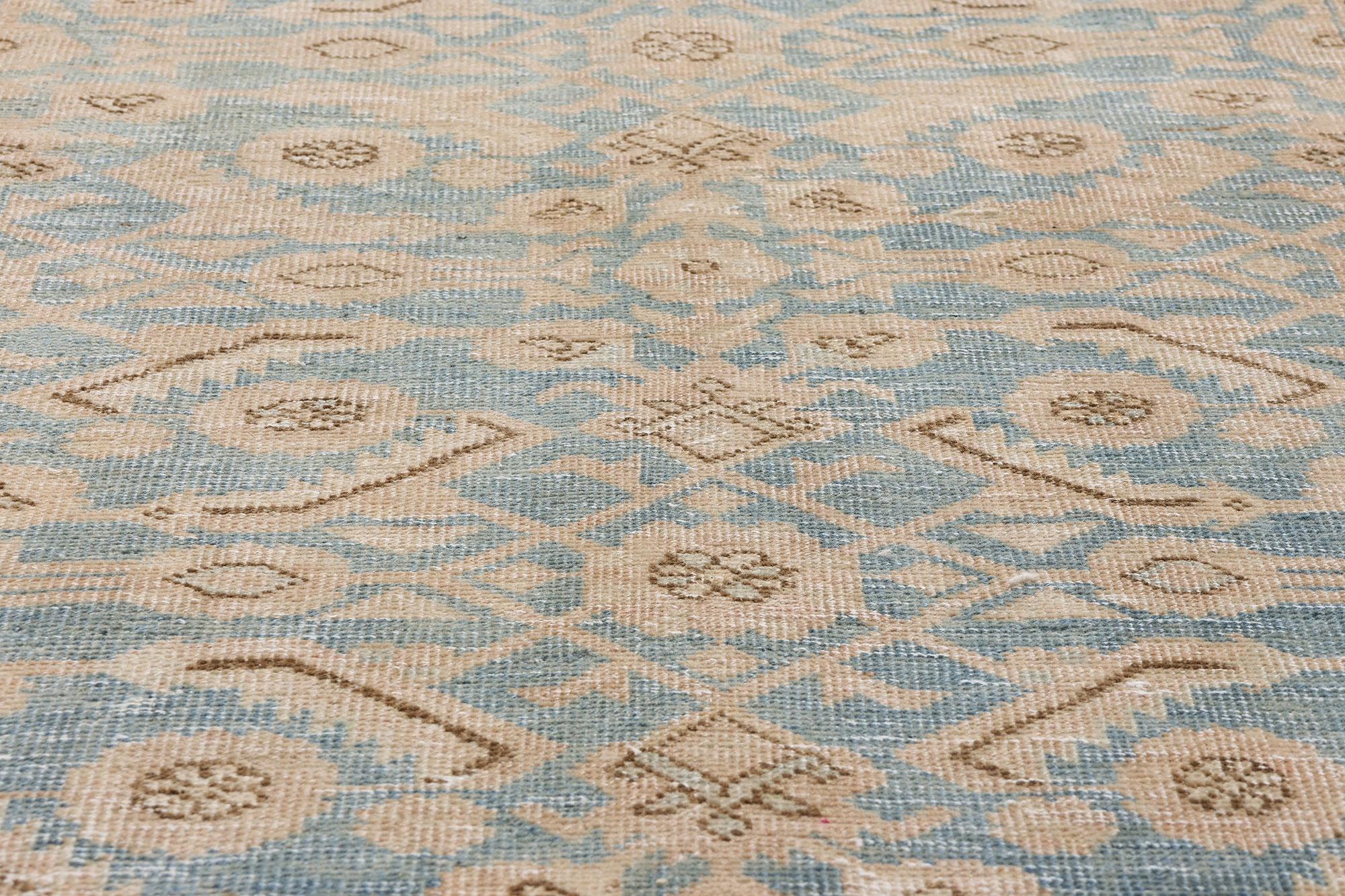 20th Century Distressed Vintage Soft Blue Persian Malayer Carpet Runner For Sale
