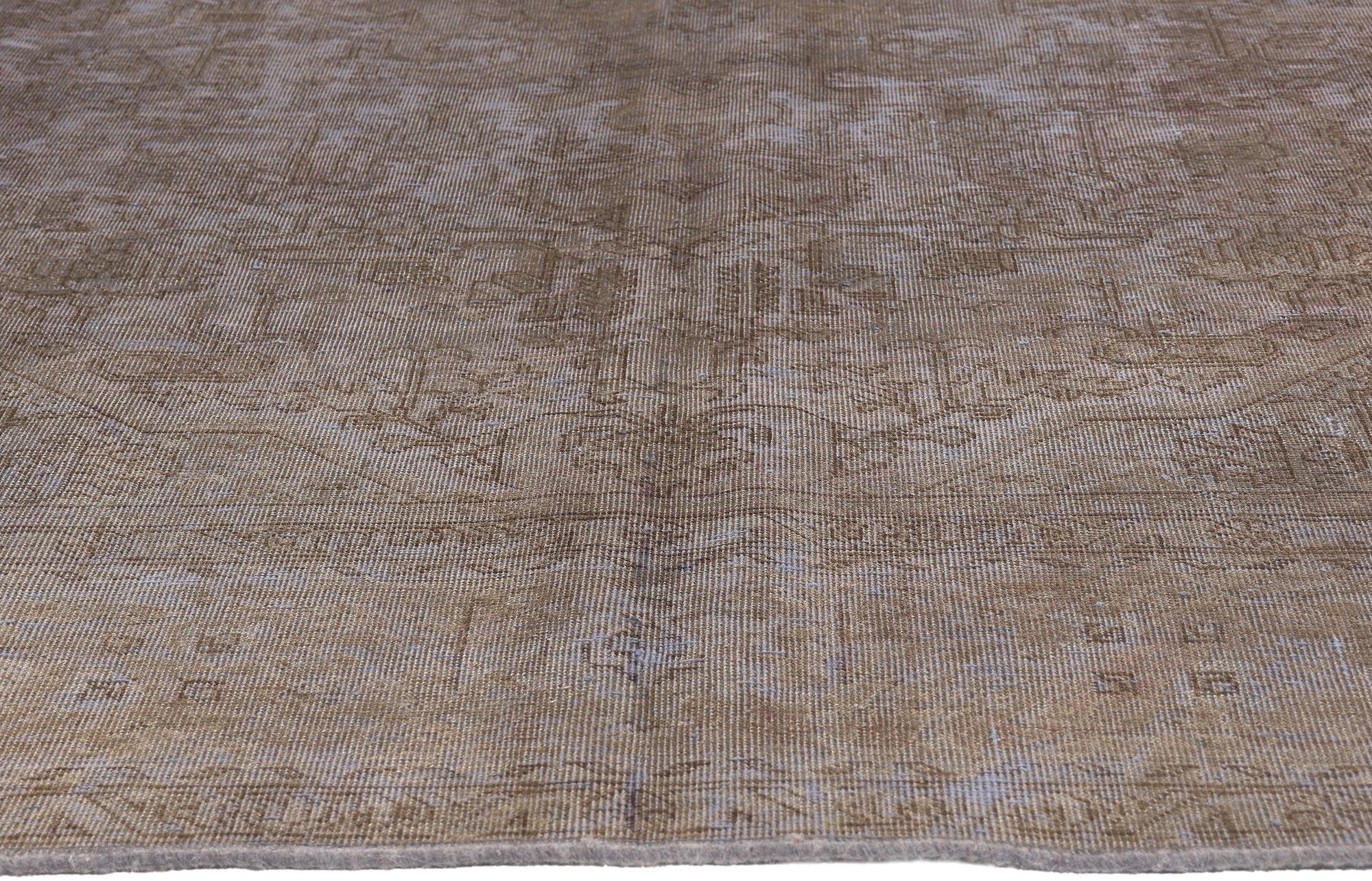 Vintage Turkish Overdyed Rug, Industrial Chic Meets Modern Elegance In Distressed Condition For Sale In Dallas, TX