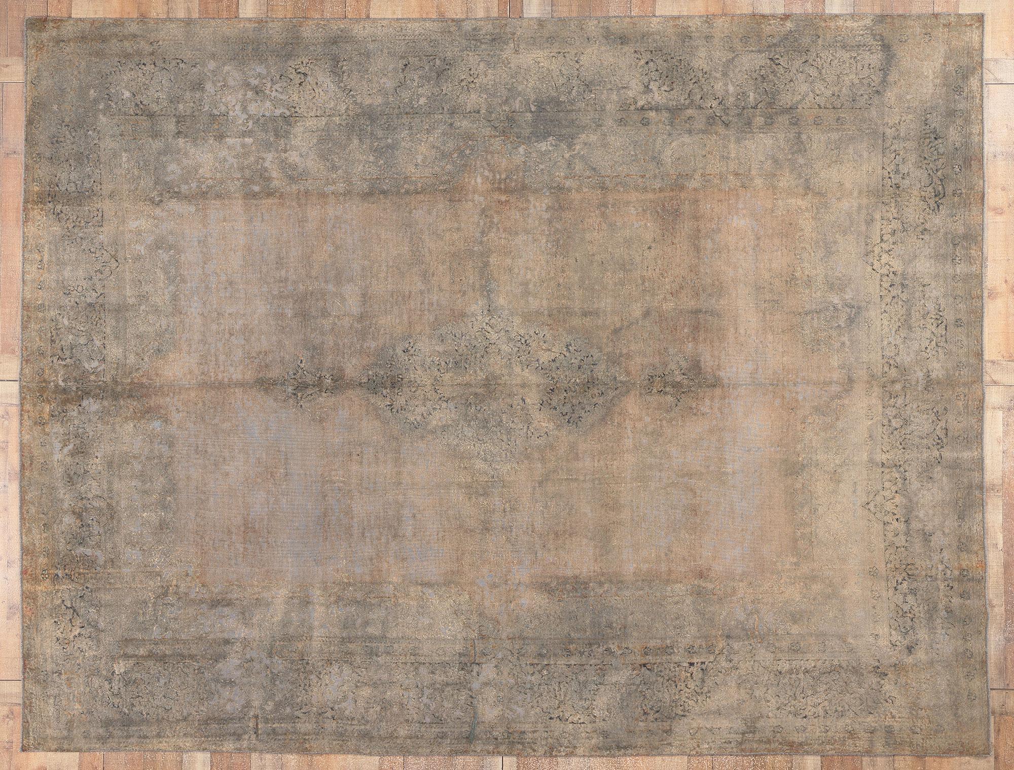 Vintage Turkish Overdyed Rug, Luxe Utilitarian Appeal Meets Industrial Chic For Sale 3