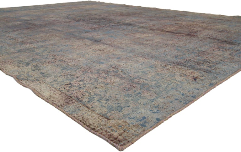 Distressed Vintage Turkish Area Rug with Modern Industrial Luxe Style ...