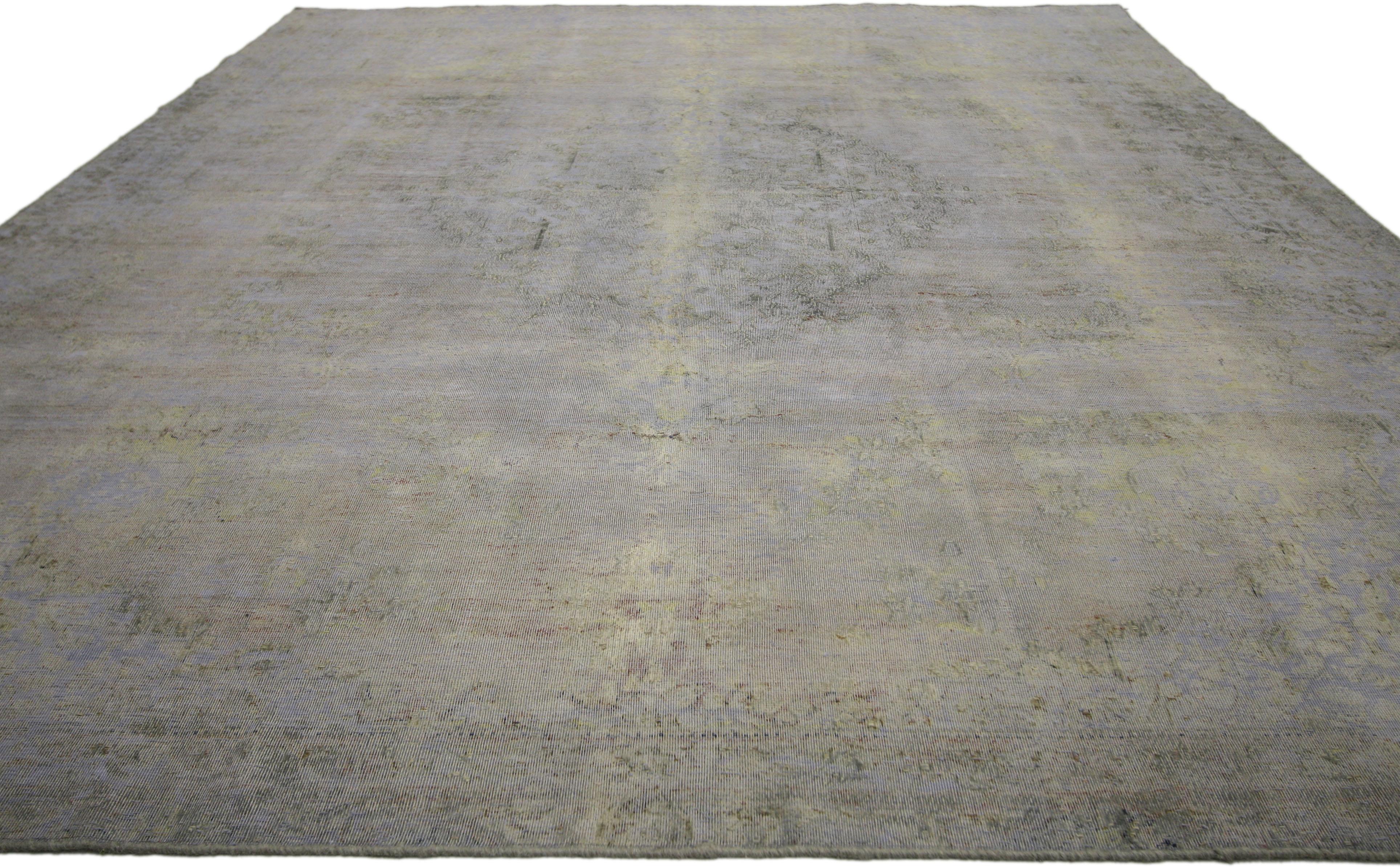 Hand-Knotted Distressed Vintage Turkish Area Rug with Modern Industrial Luxe Style For Sale