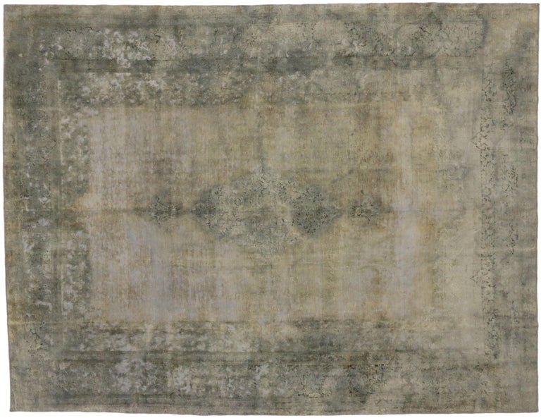 Distressed Vintage Turkish Area Rug with Modern Industrial Luxe Style ...