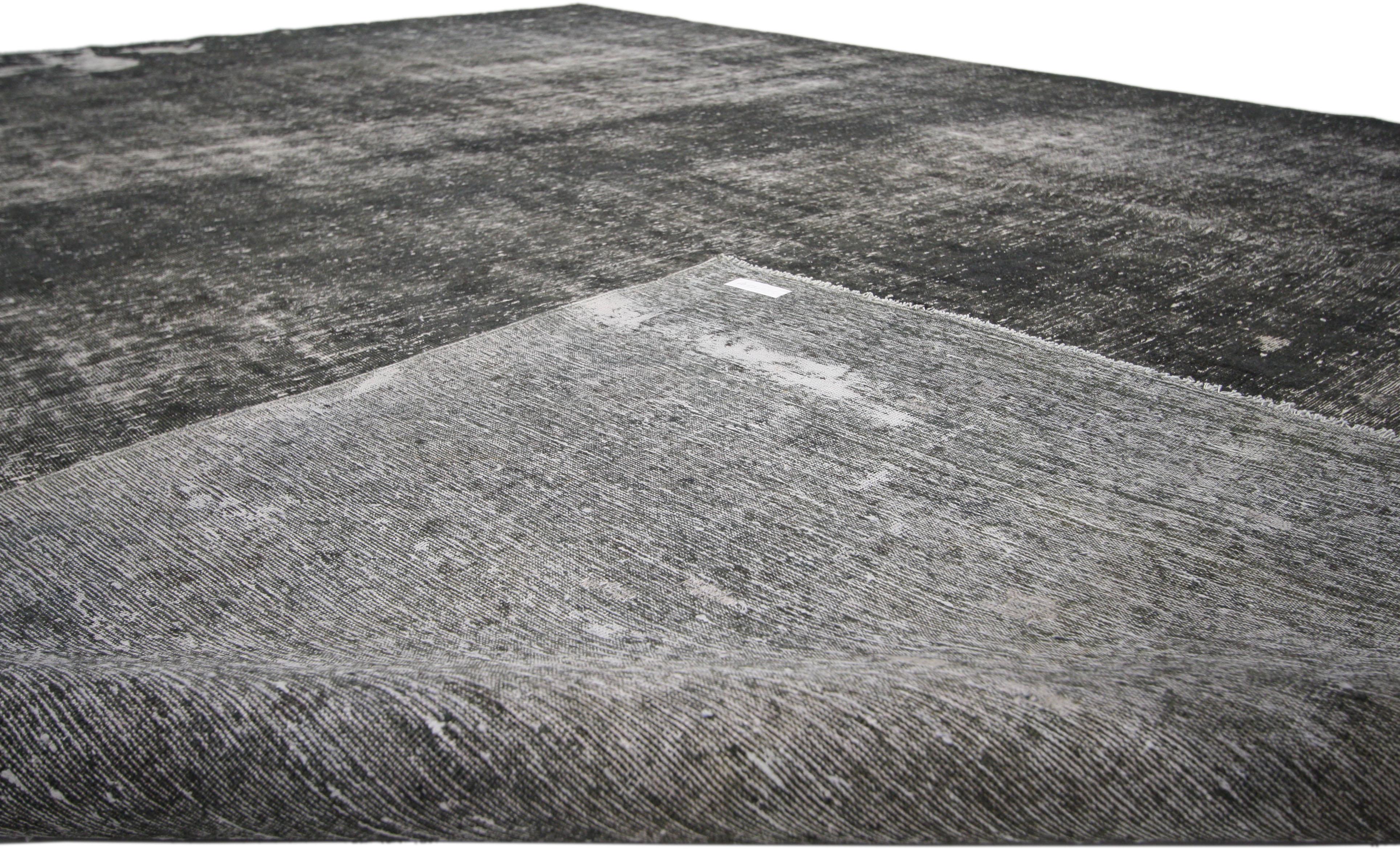 20th Century Distressed Vintage Turkish Overdyed Rug with Modern Industrial Urban Luxe Style 