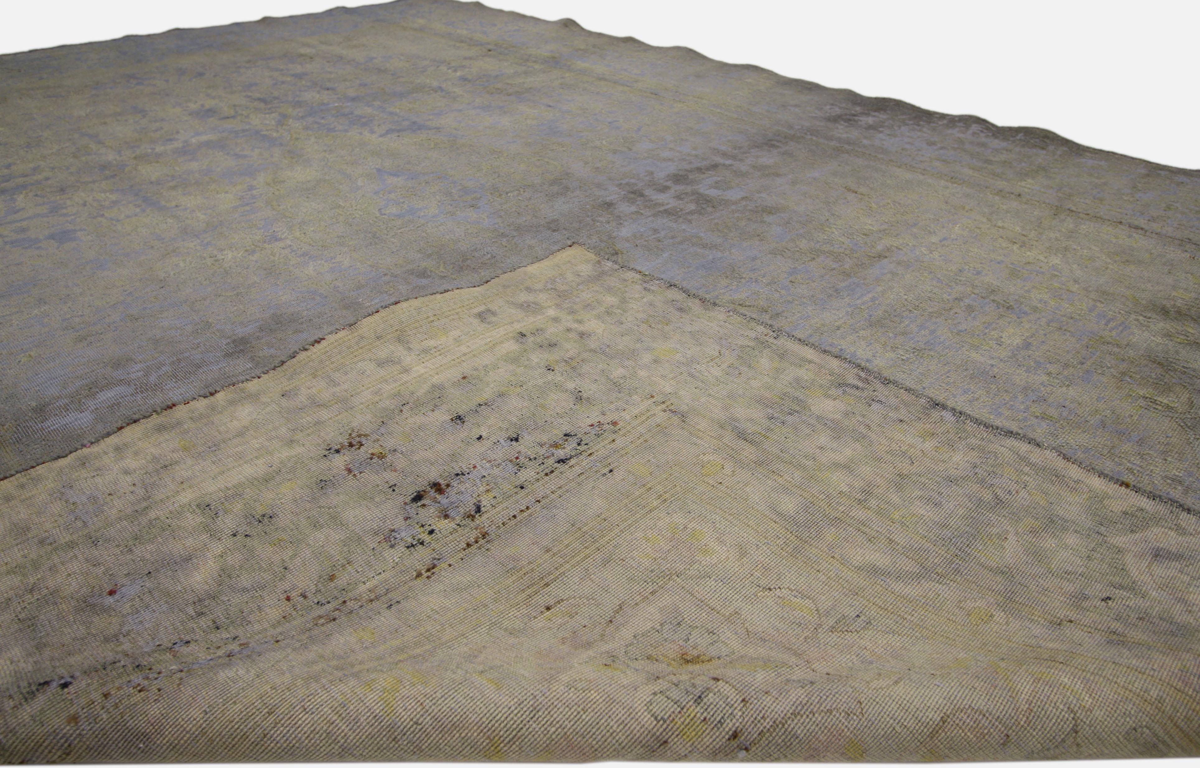 20th Century Distressed Vintage Turkish Area Rug with Modern Industrial Luxe Style For Sale