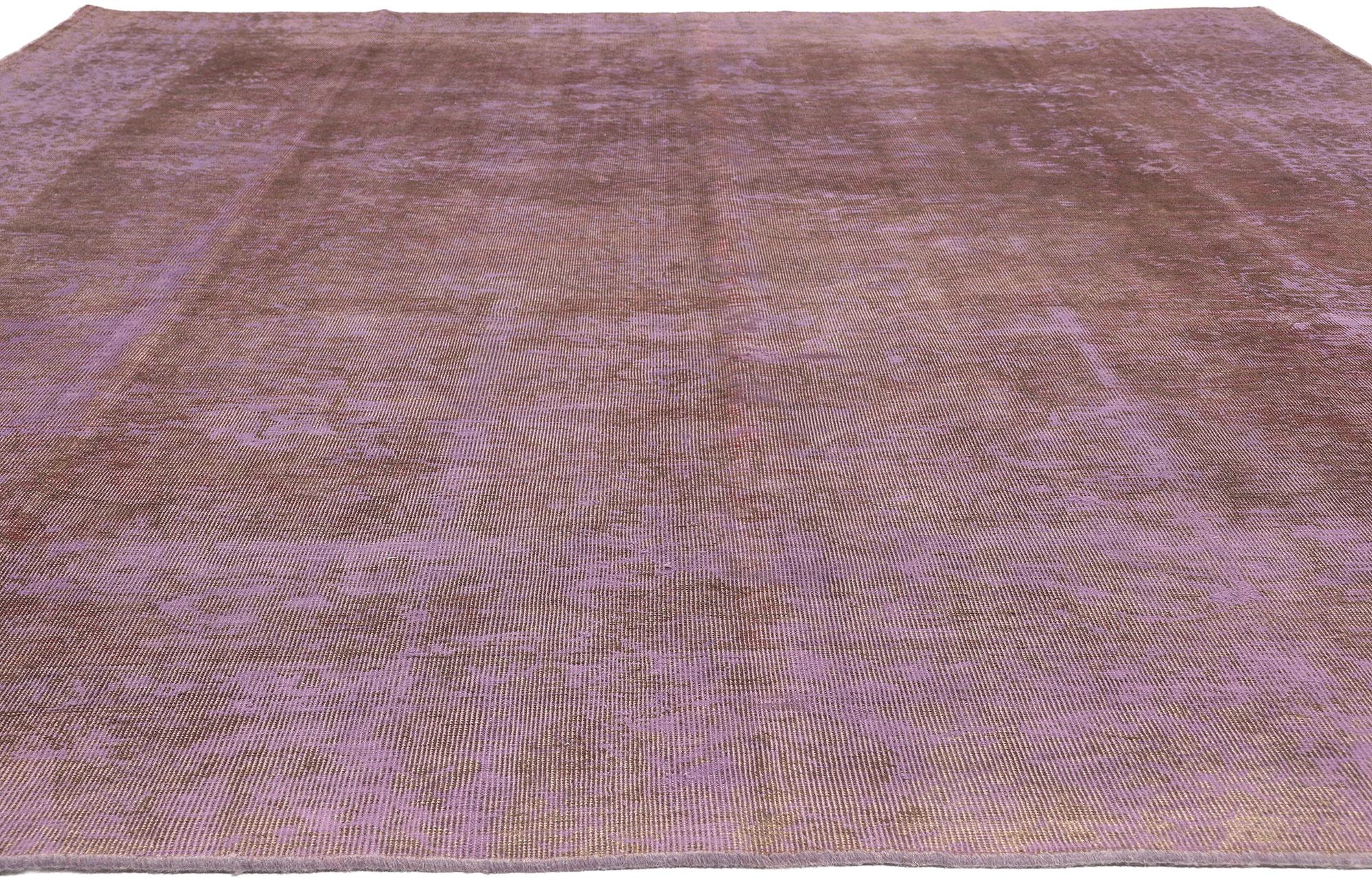 Hand-Knotted Vintage Turkish Overdyed Rug, Romantic Industrial Meets Esoteric Elegance For Sale