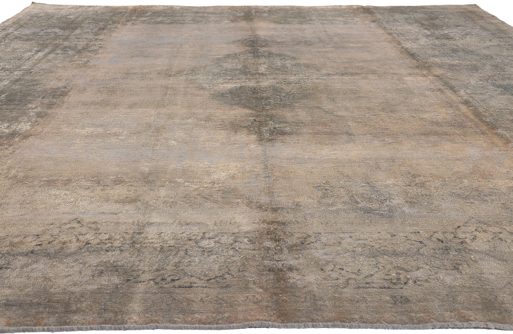 Hand-Knotted Vintage Turkish Overdyed Rug, Luxe Utilitarian Appeal Meets Industrial Chic For Sale