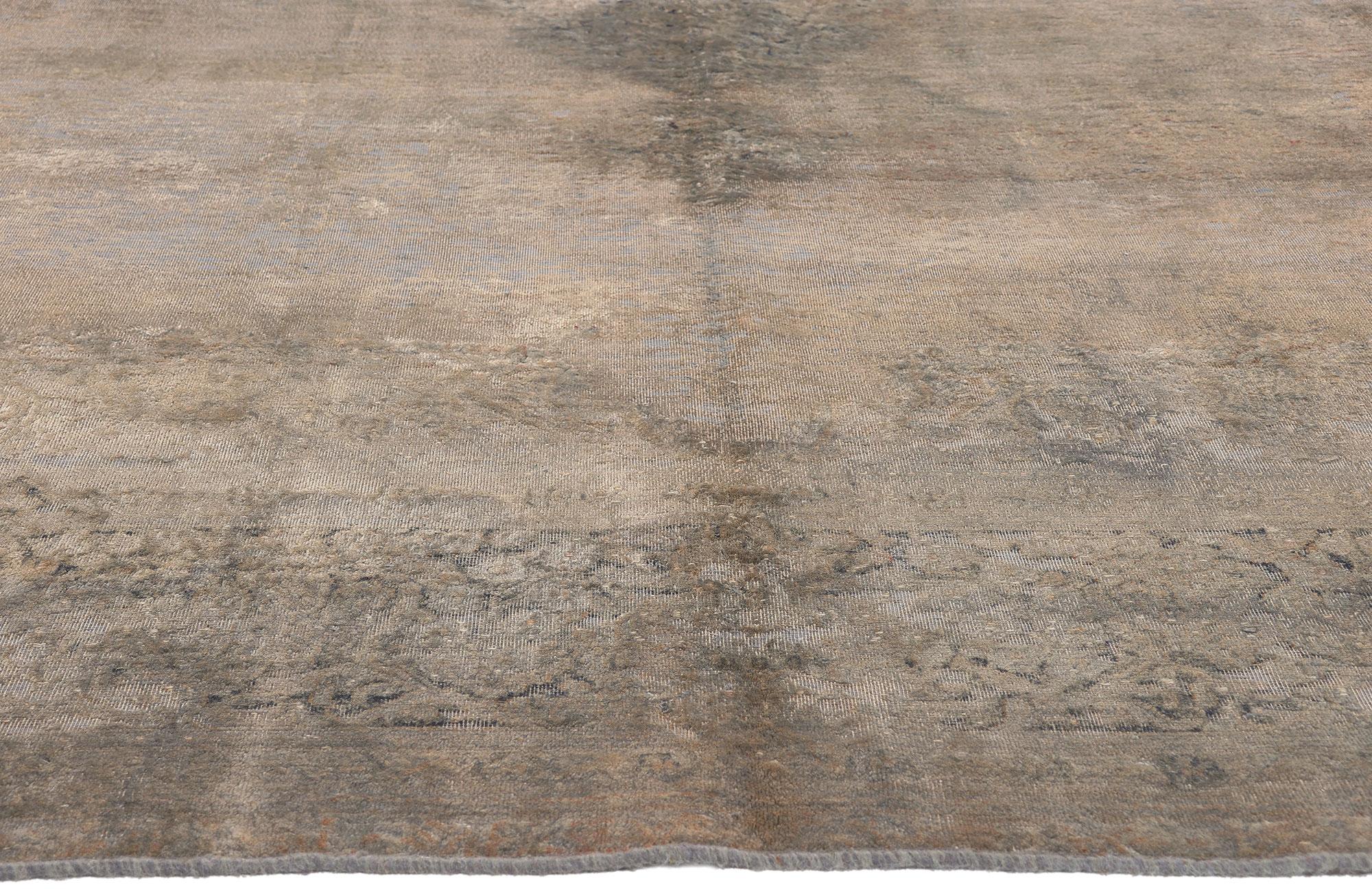 Vintage Turkish Overdyed Rug, Luxe Utilitarian Appeal Meets Industrial Chic In Distressed Condition For Sale In Dallas, TX