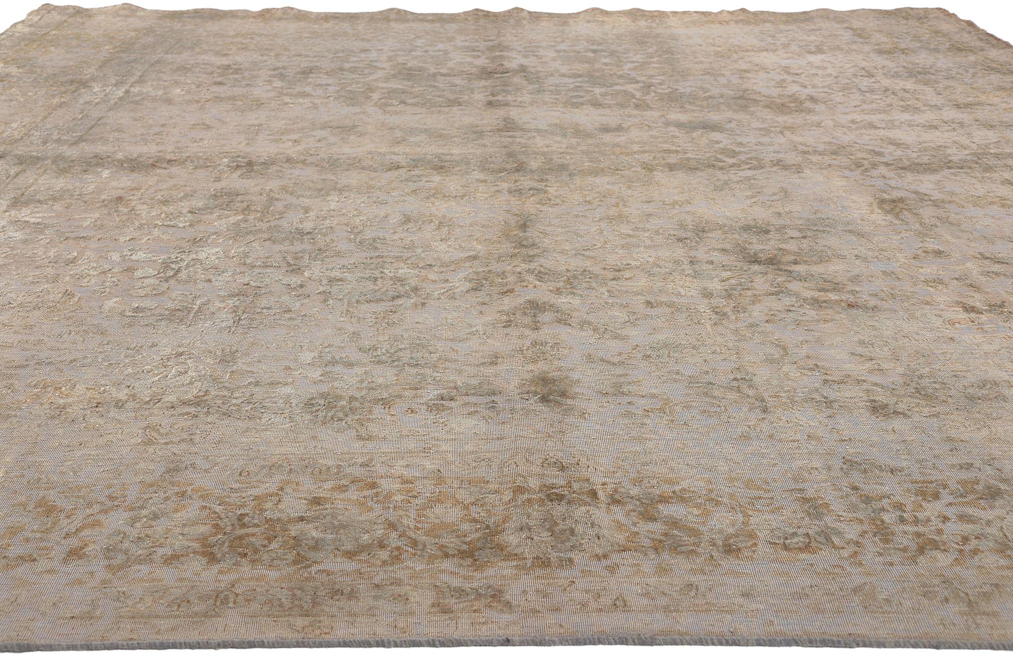 Hand-Knotted Vintage Turkish Overdyed Rug, French Industrial Meets Quiet Sophistication For Sale