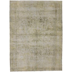 Distressed Vintage Turkish Area Rug with Modern Industrial Luxe Style