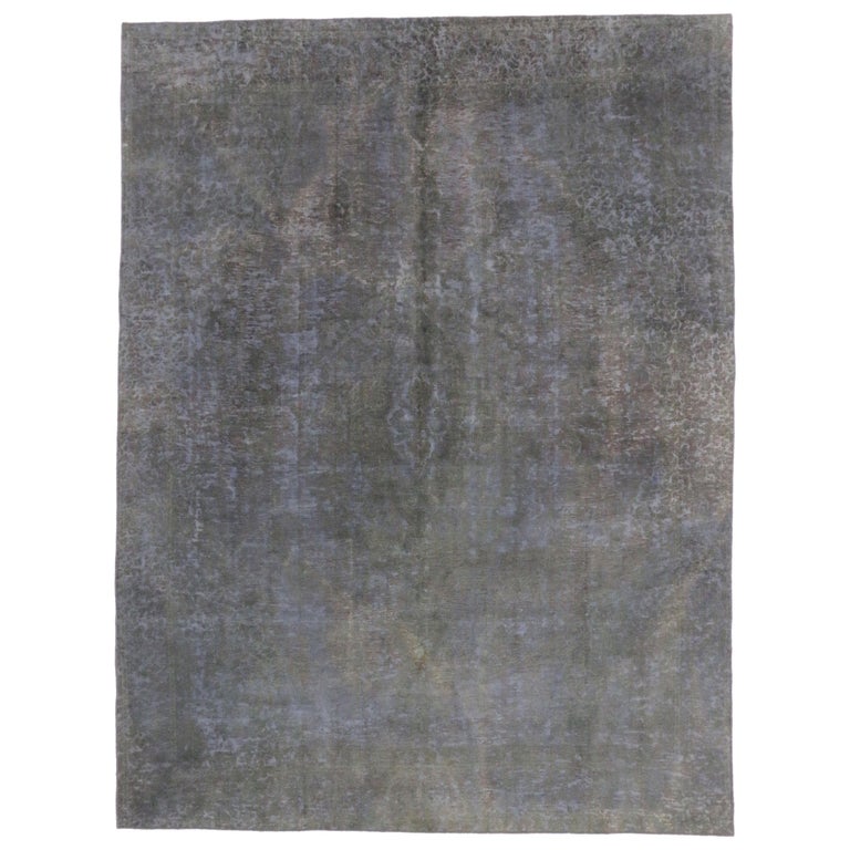 Distressed Vintage Turkish Area Rug with Modern Industrial Style For Sale at 1stDibs