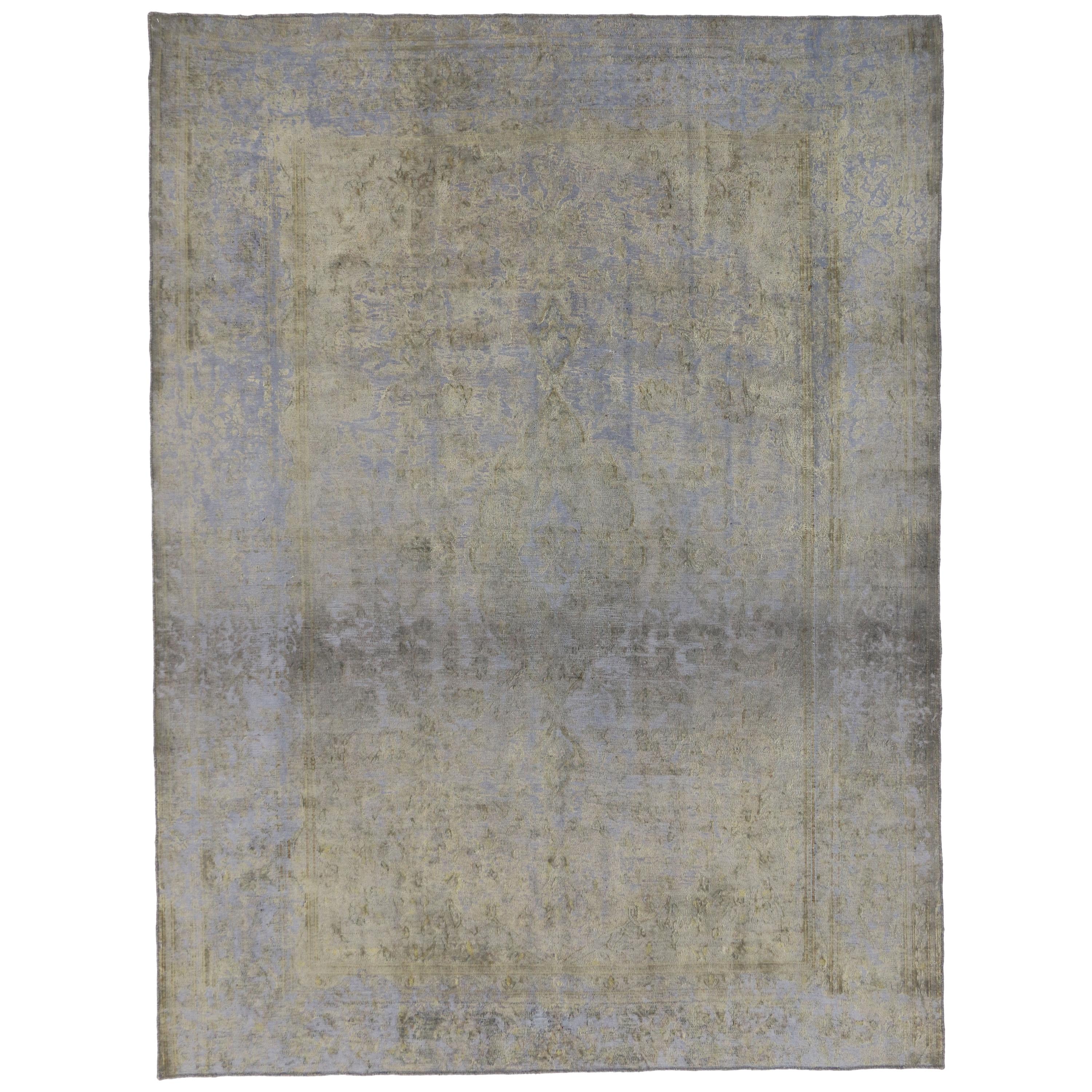 Distressed Vintage Turkish Area Rug with Modern Industrial Luxe Style For Sale