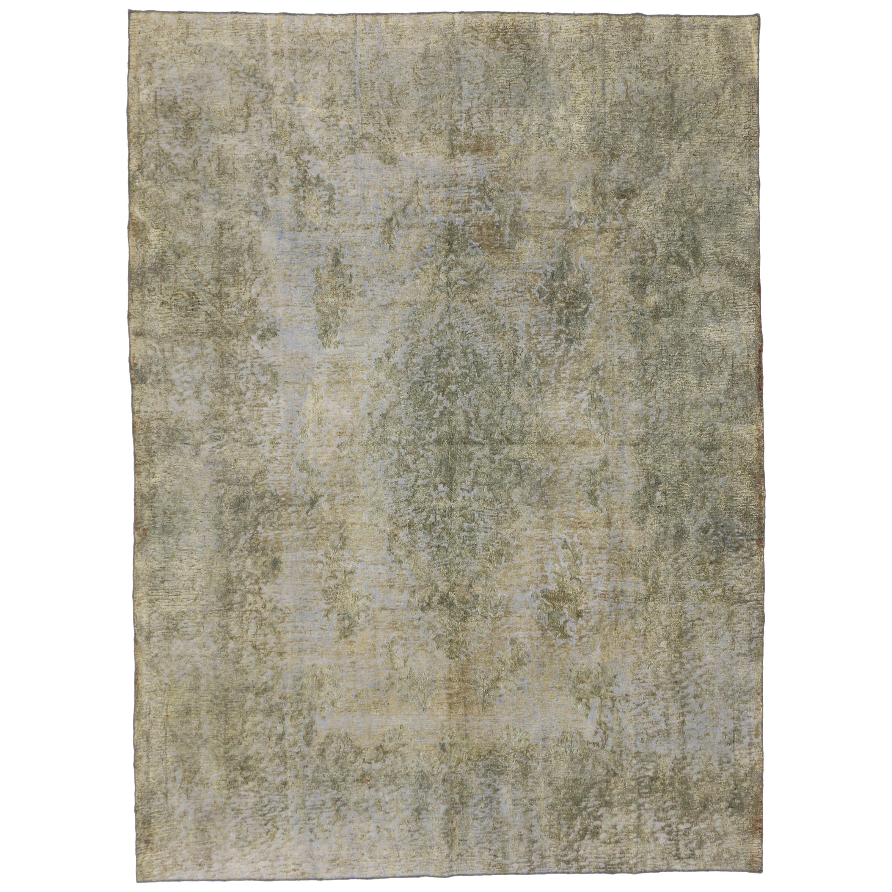 Distressed Vintage Turkish Rug with Modern Luxe Style and Bone Inlay ...