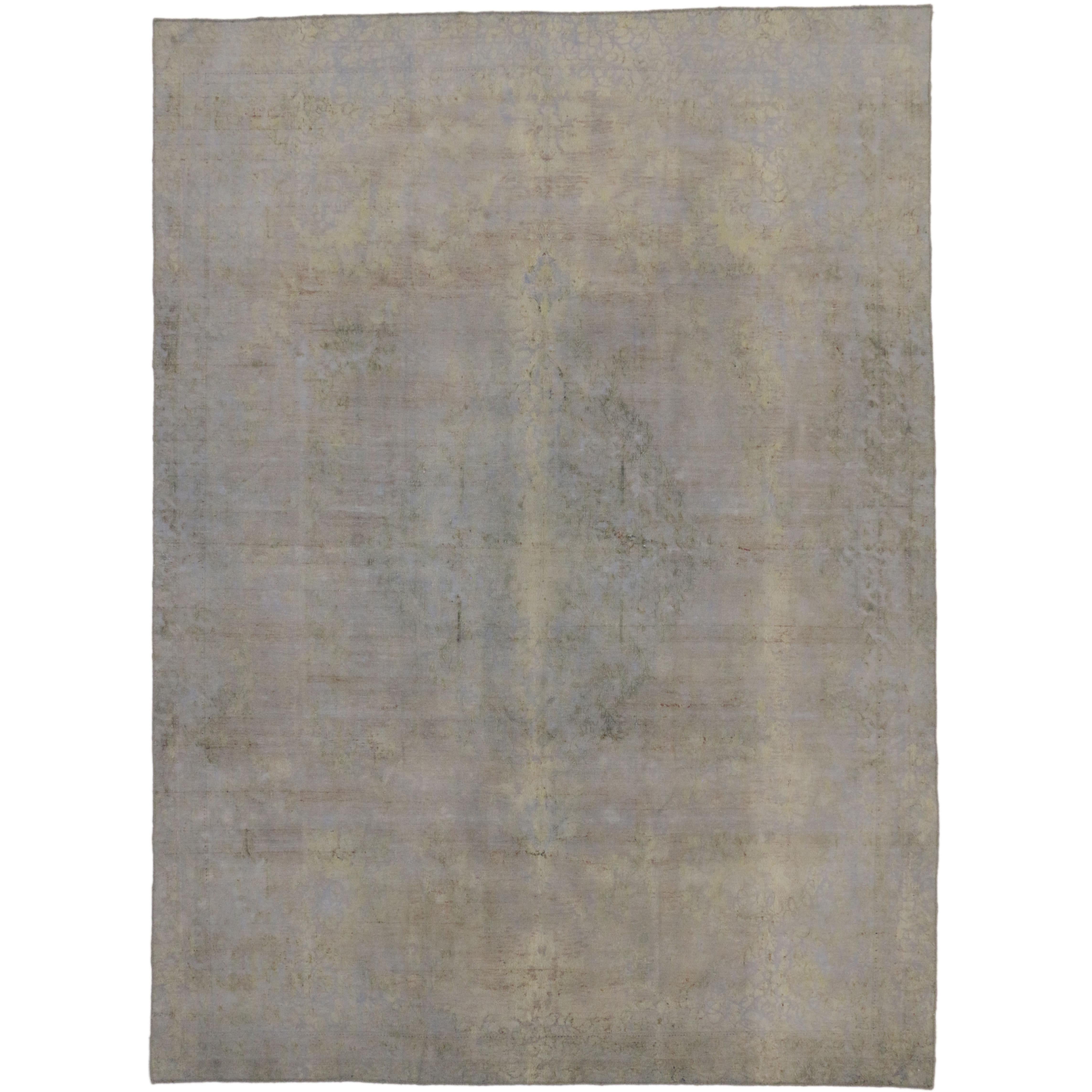 Distressed Vintage Turkish Area Rug with Modern Industrial Luxe Style For Sale