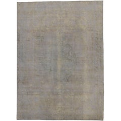 Distressed Vintage Turkish Area Rug with Modern Industrial Luxe Style