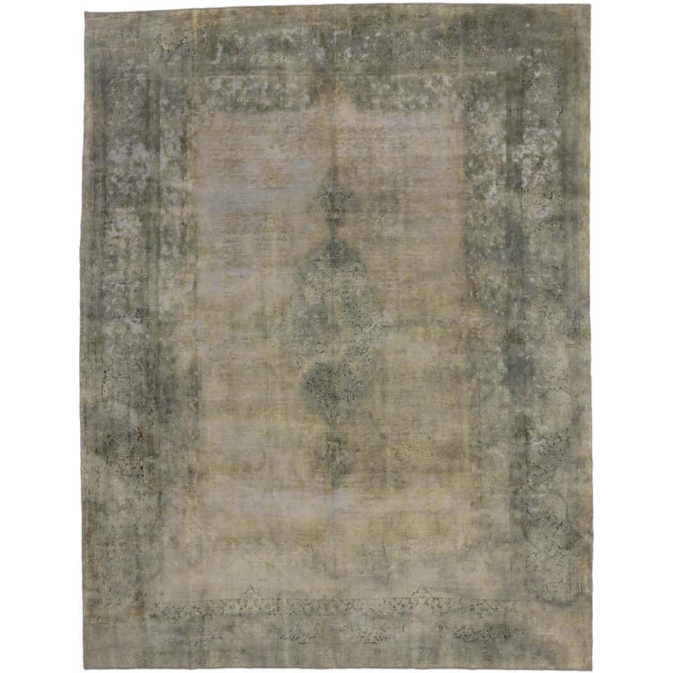 Distressed Vintage Turkish Area Rug with Modern Industrial Luxe Style ...