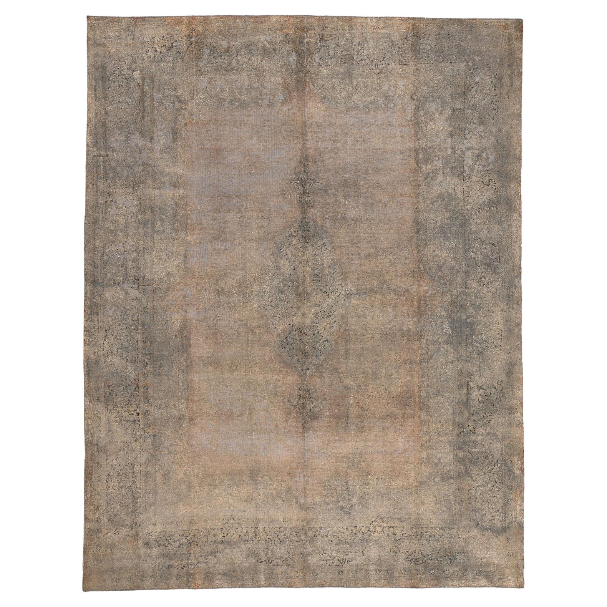 Vintage Turkish Overdyed Rug, Luxe Utilitarian Appeal Meets Industrial Chic For Sale