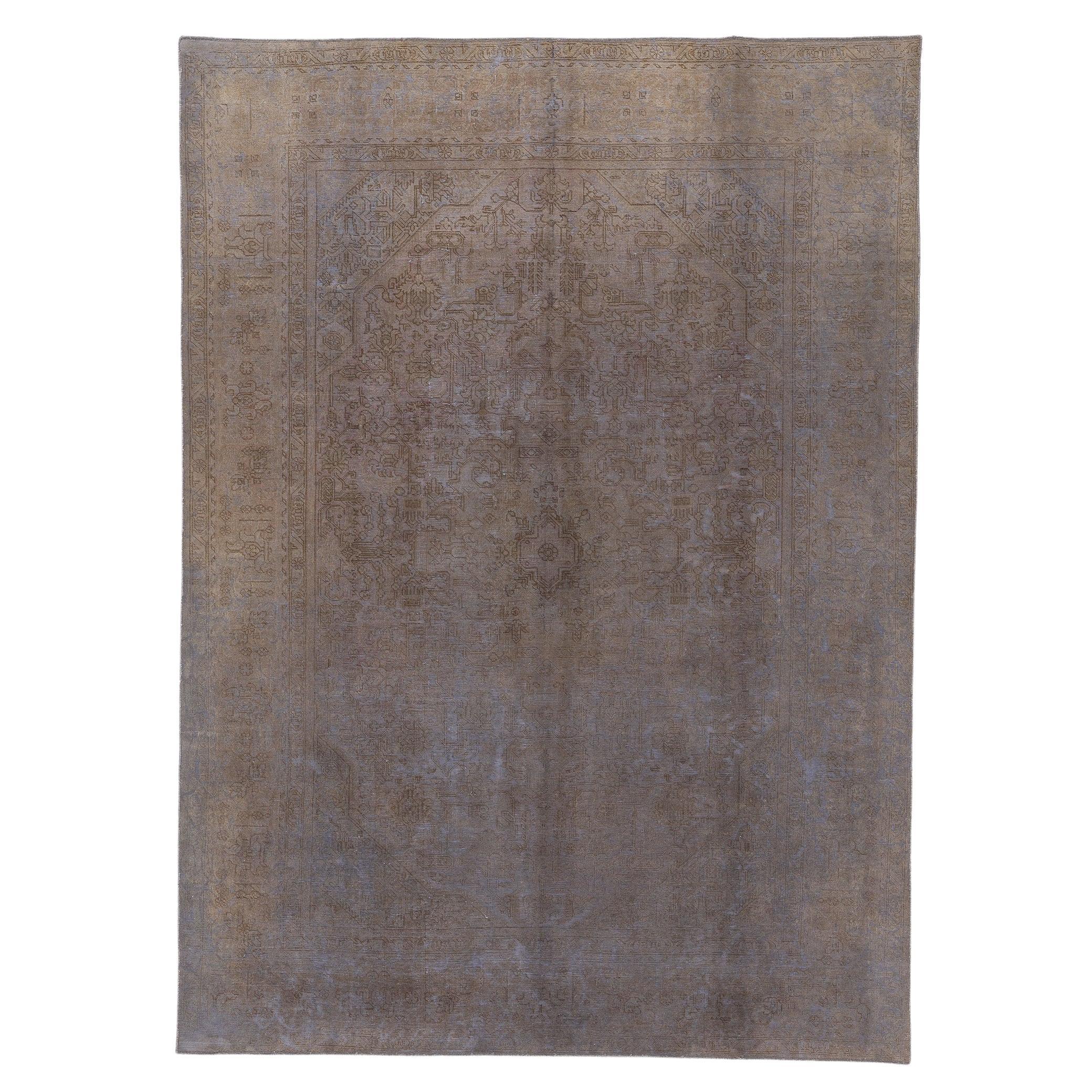 Vintage Turkish Overdyed Rug, Industrial Chic Meets Modern Elegance For Sale