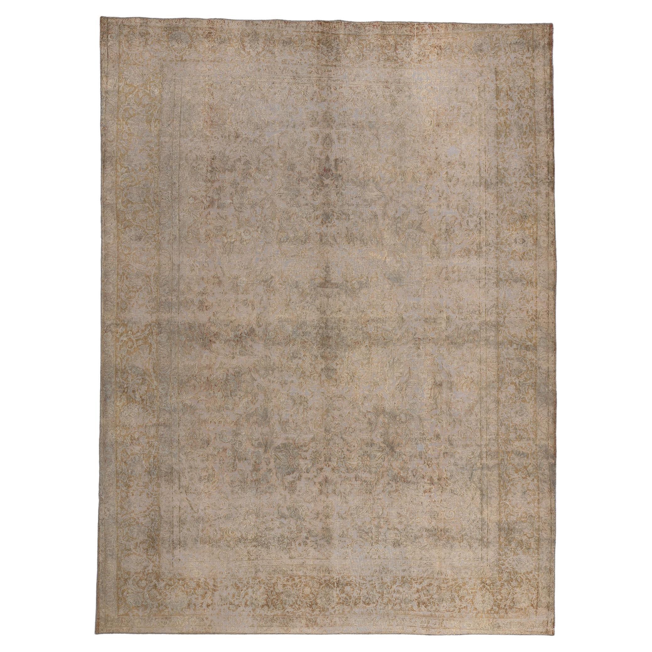 Vintage Turkish Overdyed Rug, French Industrial Meets Quiet Sophistication For Sale