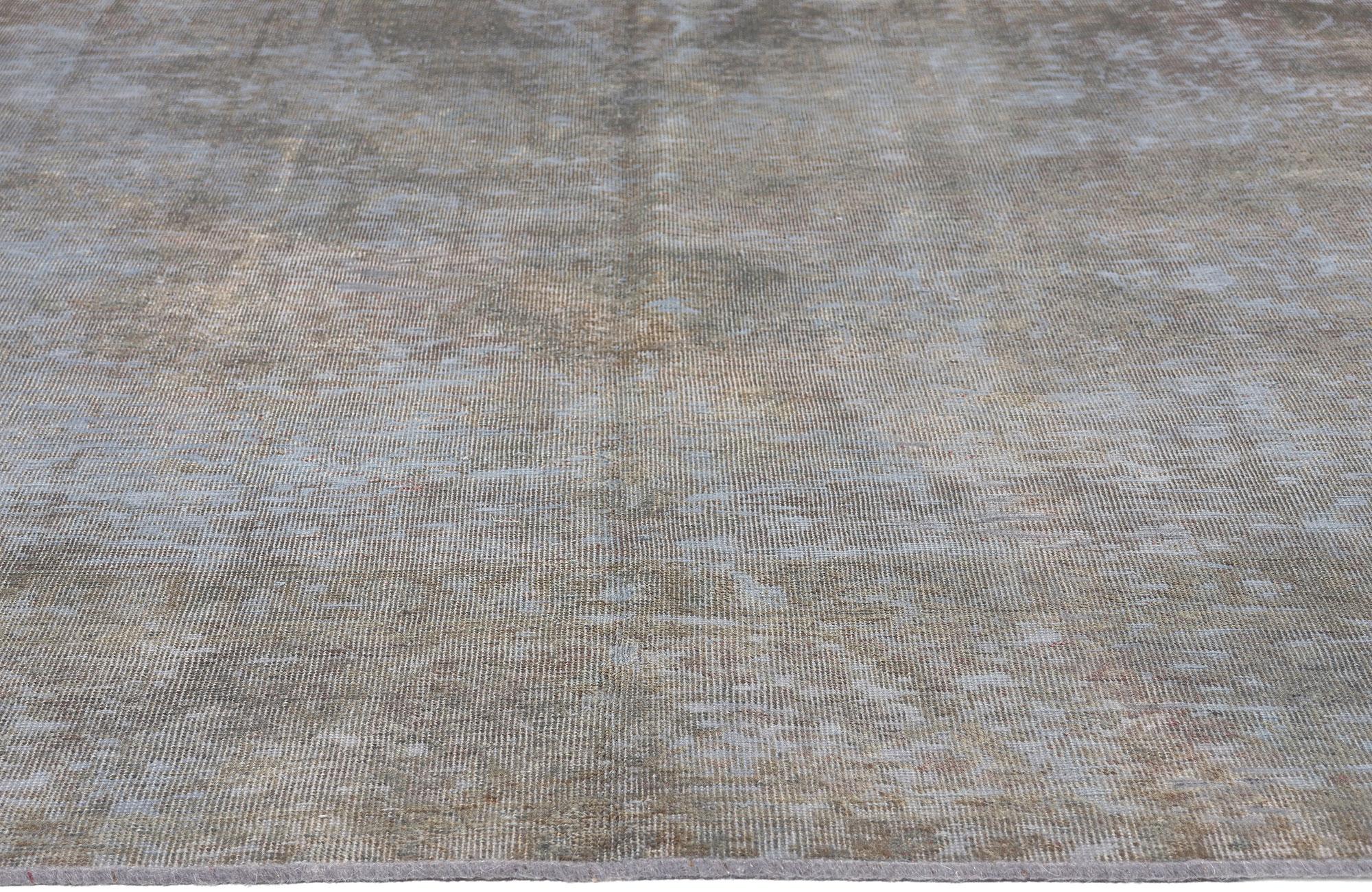 Vintage Turkish Overdyed Rug, Luxe Utilitarian Appeal Meets Modern Industrial In Distressed Condition For Sale In Dallas, TX