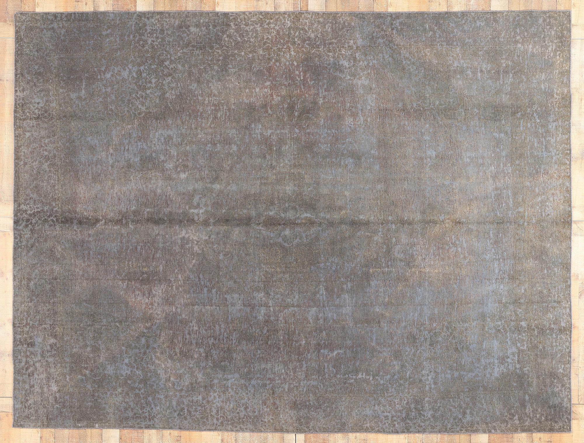 Vintage Turkish Overdyed Rug, Luxe Utilitarian Appeal Meets Modern Industrial For Sale 3