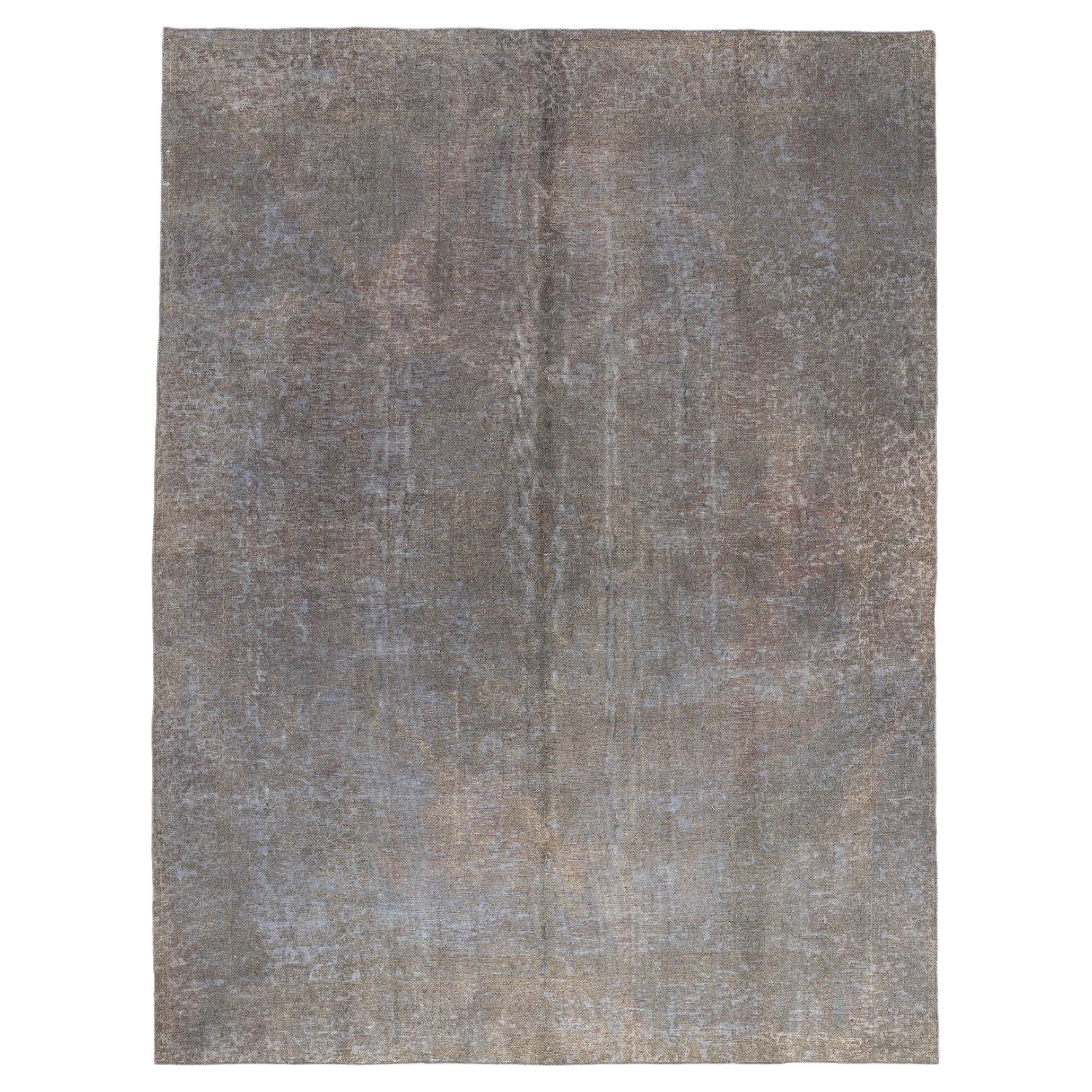 Vintage Turkish Overdyed Rug, Luxe Utilitarian Appeal Meets Modern Industrial For Sale