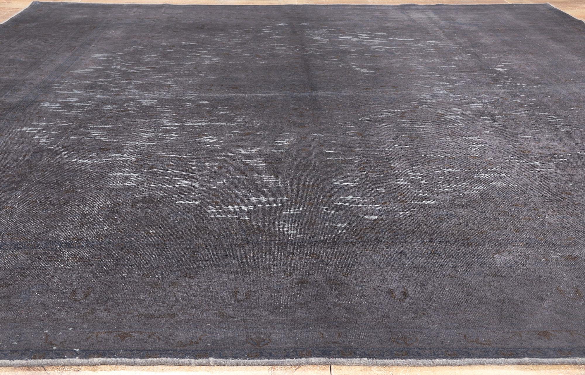 Vintage Turkish Overdyed Rug, Luxe Utilitarian Appeal Meets Defined and Raw In Distressed Condition For Sale In Dallas, TX