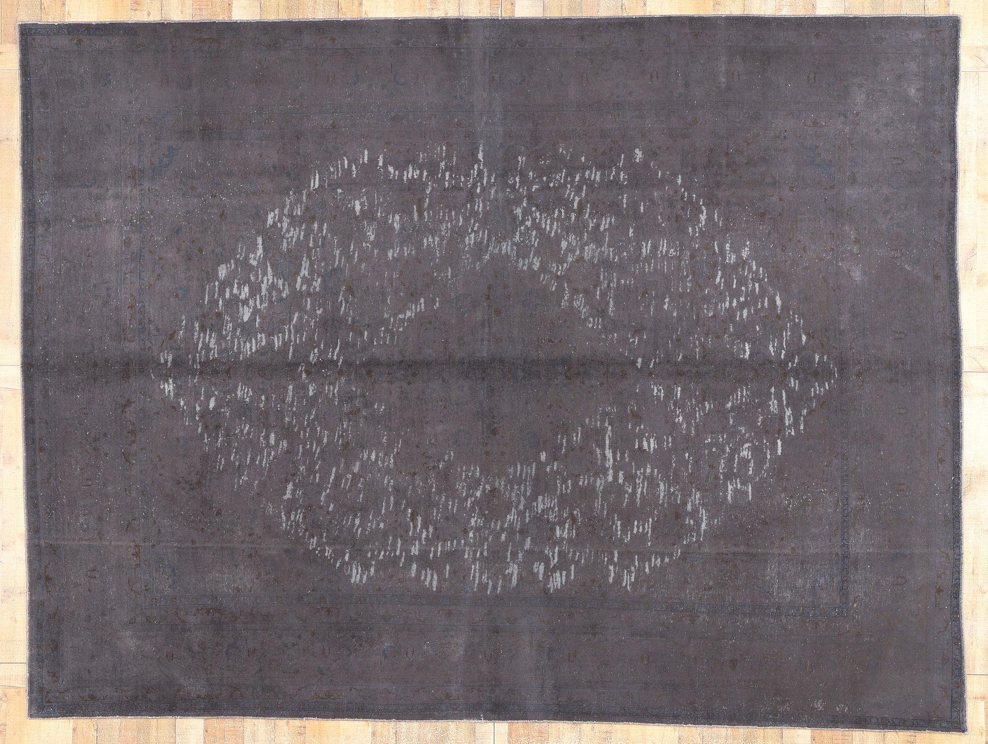 20th Century Vintage Turkish Overdyed Rug, Luxe Utilitarian Appeal Meets Defined and Raw For Sale