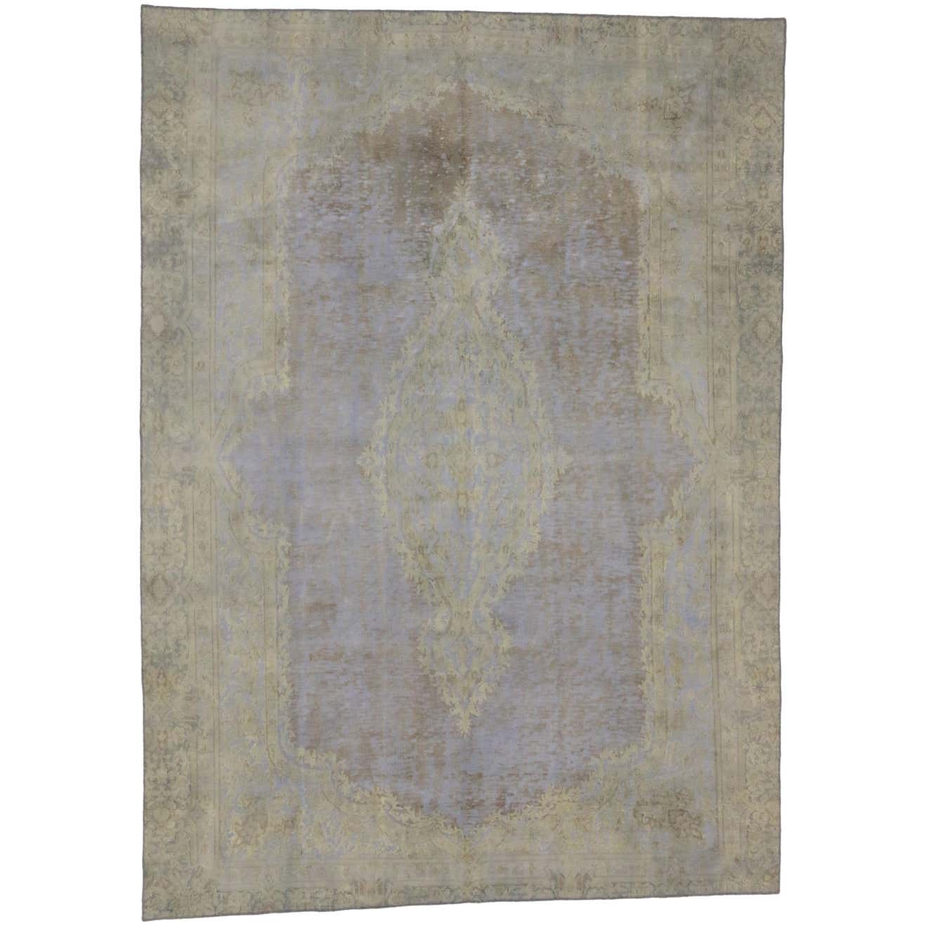 Distressed Vintage Turkish French Style Area Rug, High and Low Texture ...
