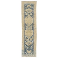 Distressed Used Turkish Kazak Runner with British Colonial Style