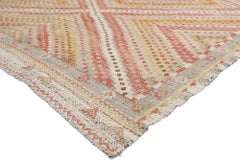 Distressed Vintage Turkish Kilim Rug with Southern Living British Colonial Style