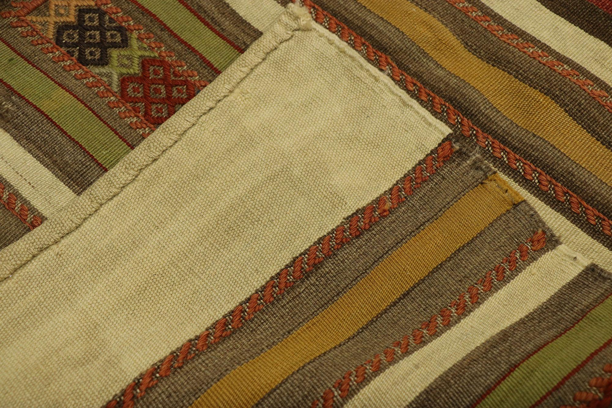 Wool Distressed Vintage Turkish Kilim Runner with Rustic Southwestern Desert Style