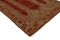 Distressed Vintage Turkish Ottoman Prayer Rug with Triple Arch Niche Design