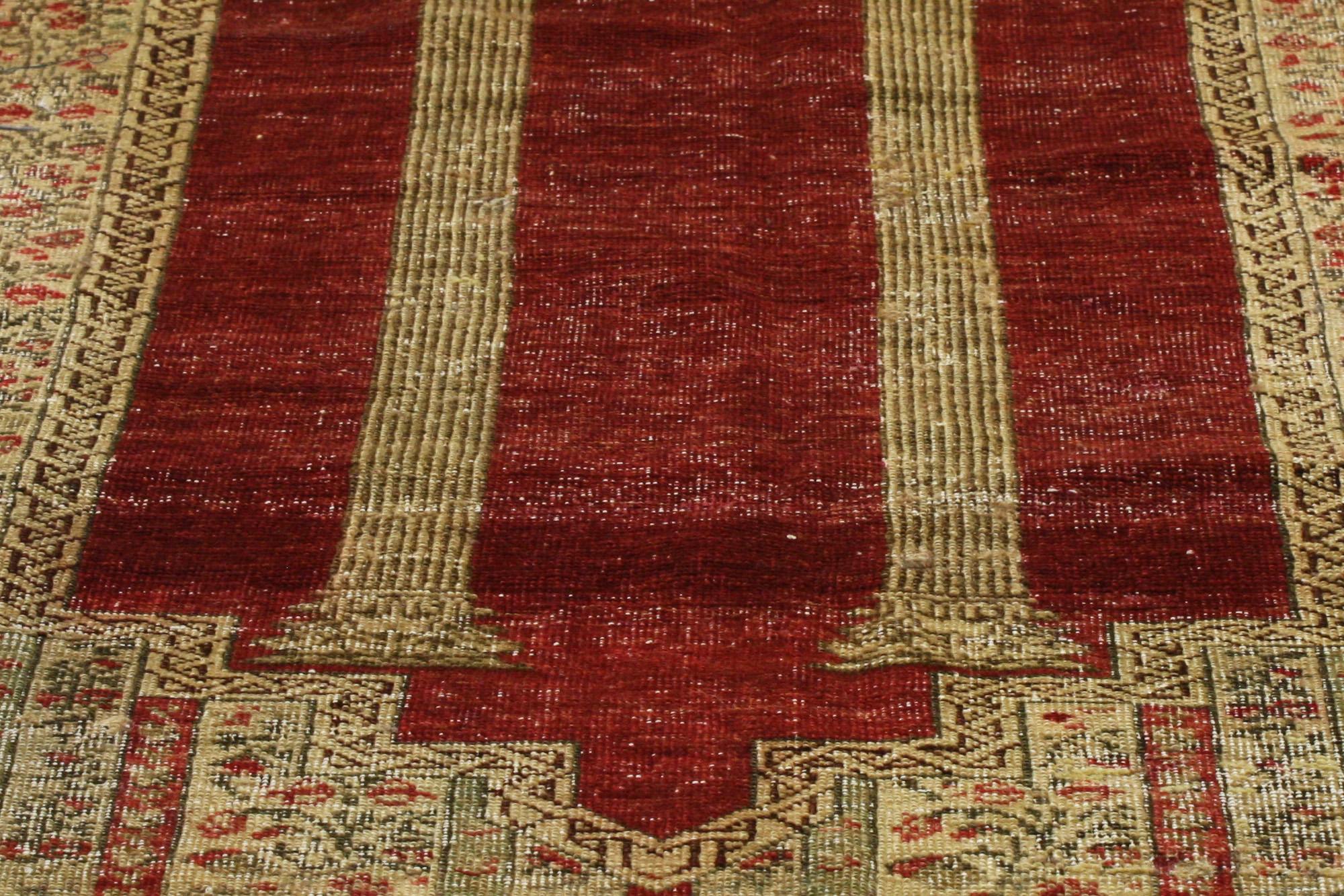 Wool Early 20th Century Turkish Ottoman Prayer Rug with Traditional Style For Sale