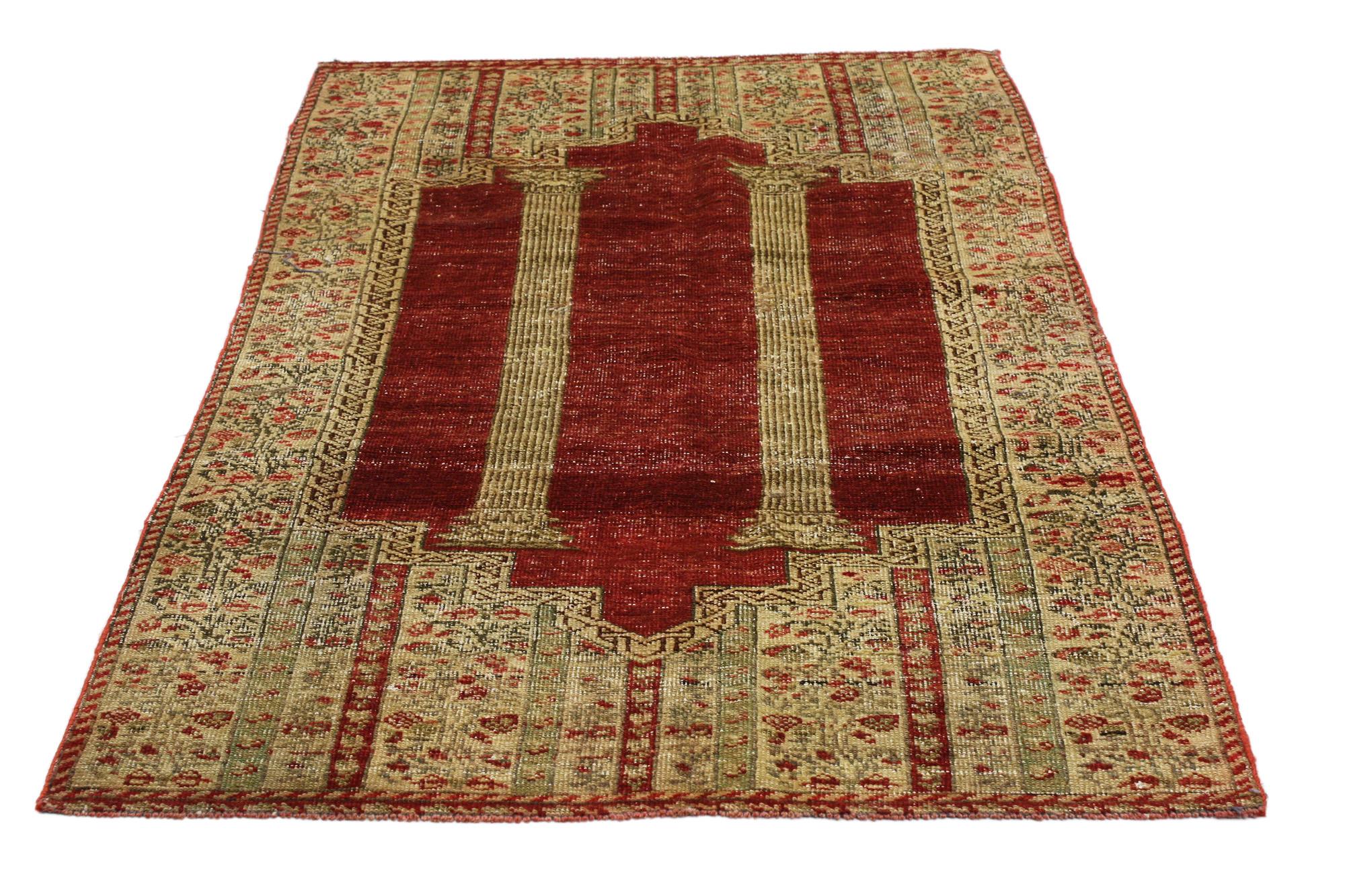 Aesthetic Movement Early 20th Century Turkish Ottoman Prayer Rug with Traditional Style For Sale